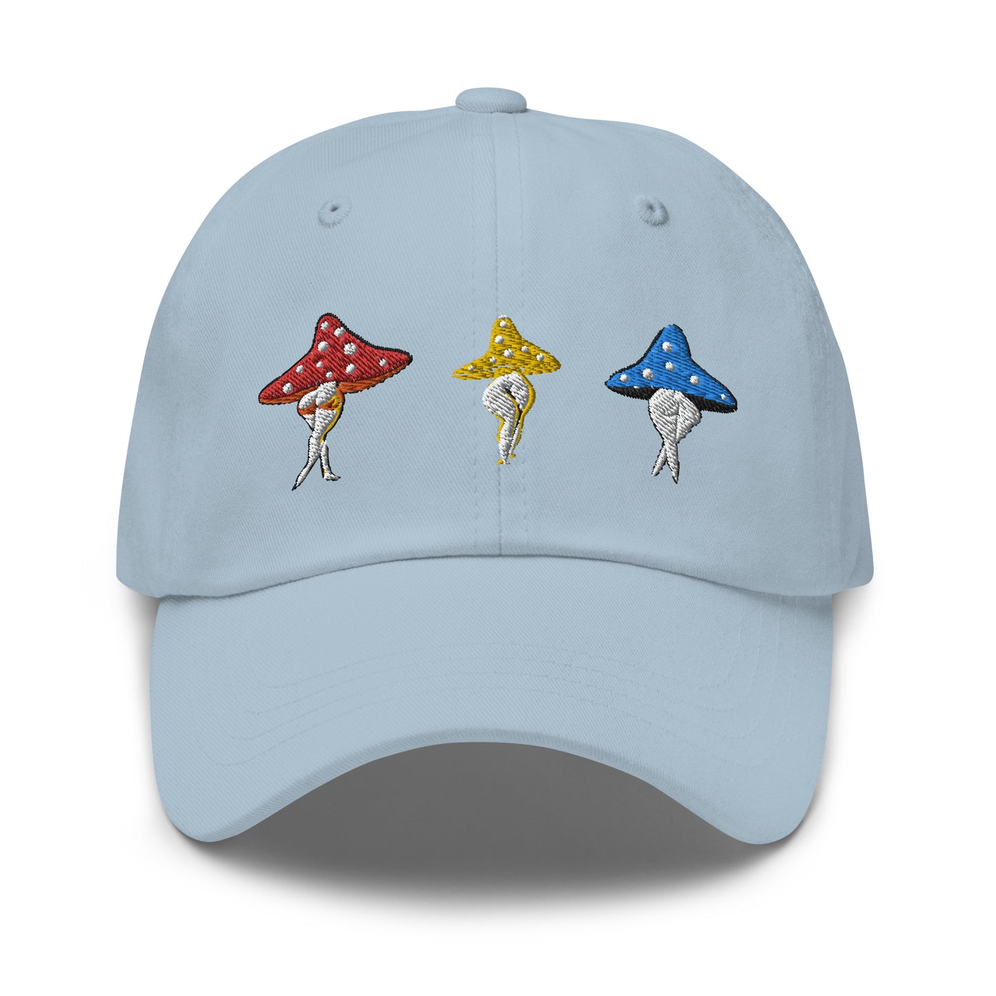 Funny Mushroom Lady Embroidered Hat, Red Yellow Blue Mushroom Booty Hat, Embroidered Mushroom booty hat, Cute Funny Hat