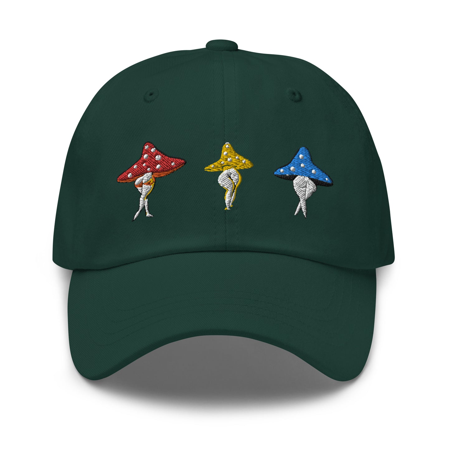 Funny Mushroom Lady Embroidered Hat, Red Yellow Blue Mushroom Booty Hat, Embroidered Mushroom booty hat, Cute Funny Hat