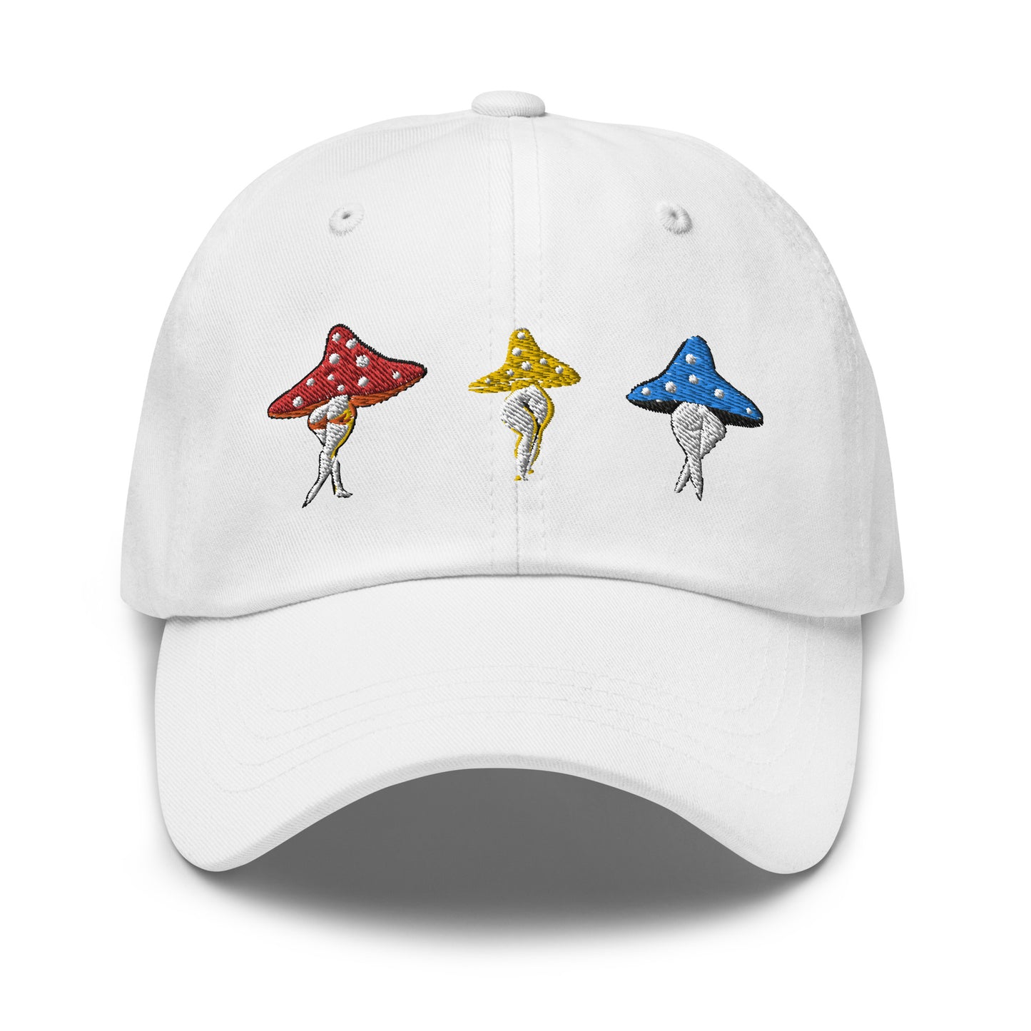 Funny Mushroom Lady Embroidered Hat, Red Yellow Blue Mushroom Booty Hat, Embroidered Mushroom booty hat, Cute Funny Hat