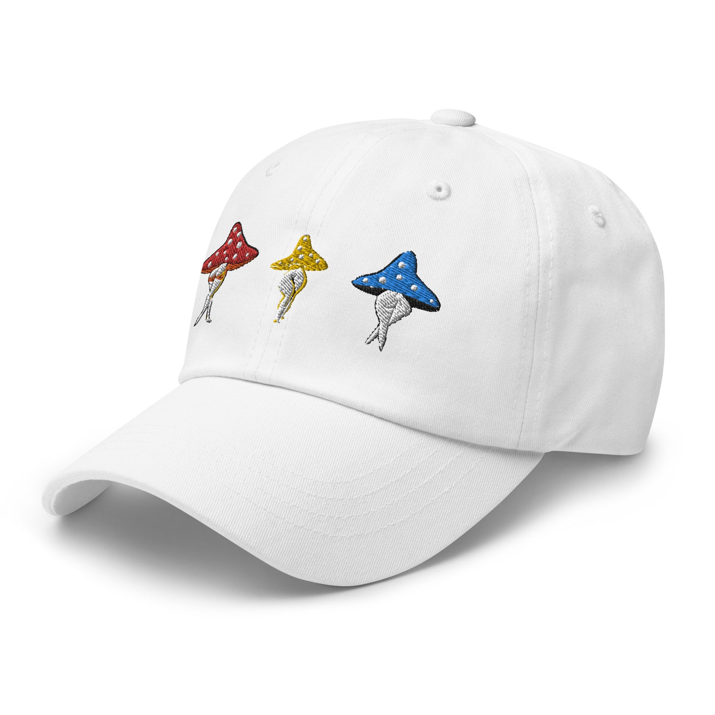 Funny Mushroom Lady Embroidered Hat, Red Yellow Blue Mushroom Booty Hat, Embroidered Mushroom booty hat, Cute Funny Hat