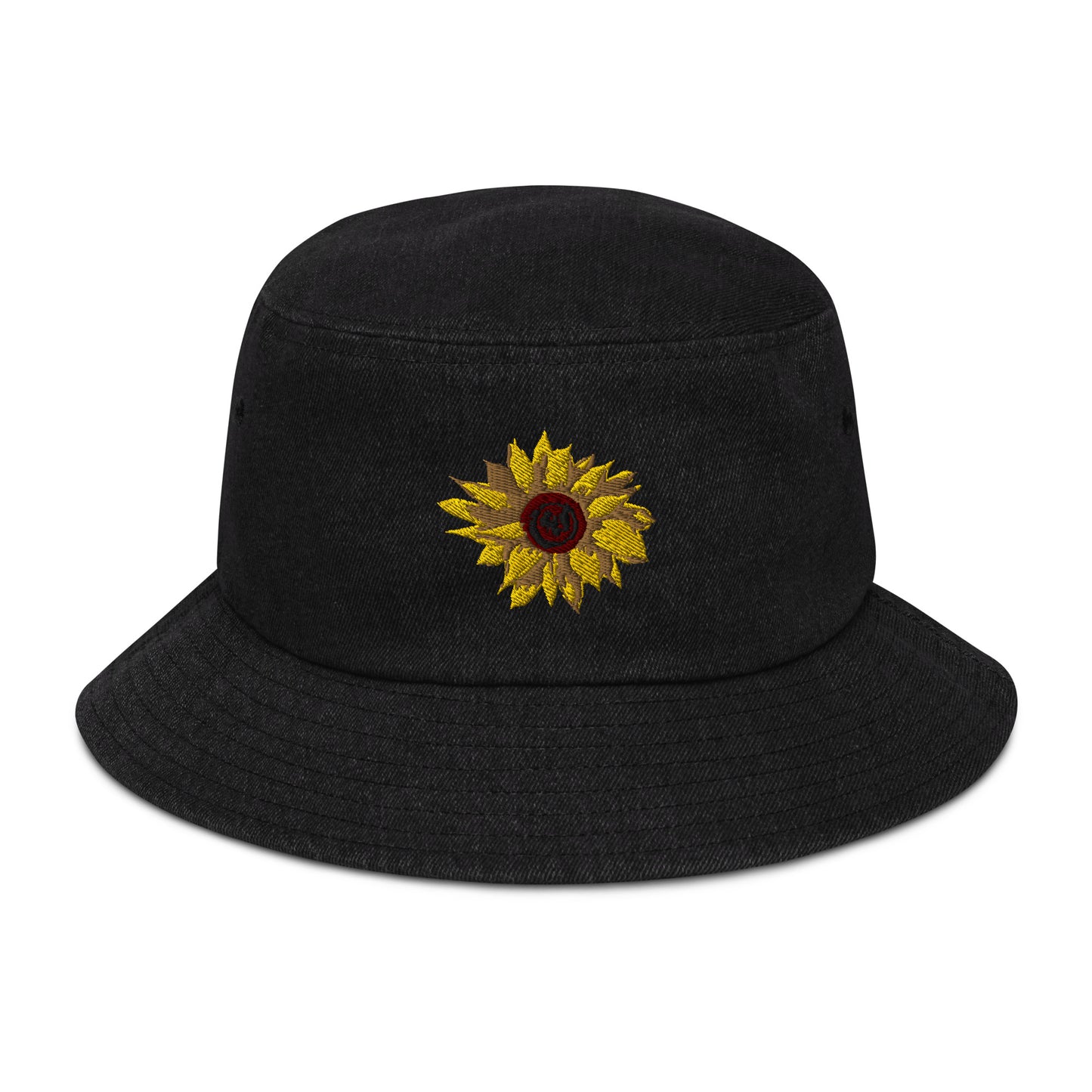 Denim Embroidered Sunflower Bucket Hat