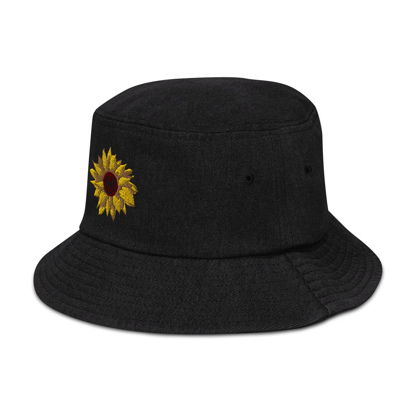 Denim Embroidered Sunflower Bucket Hat