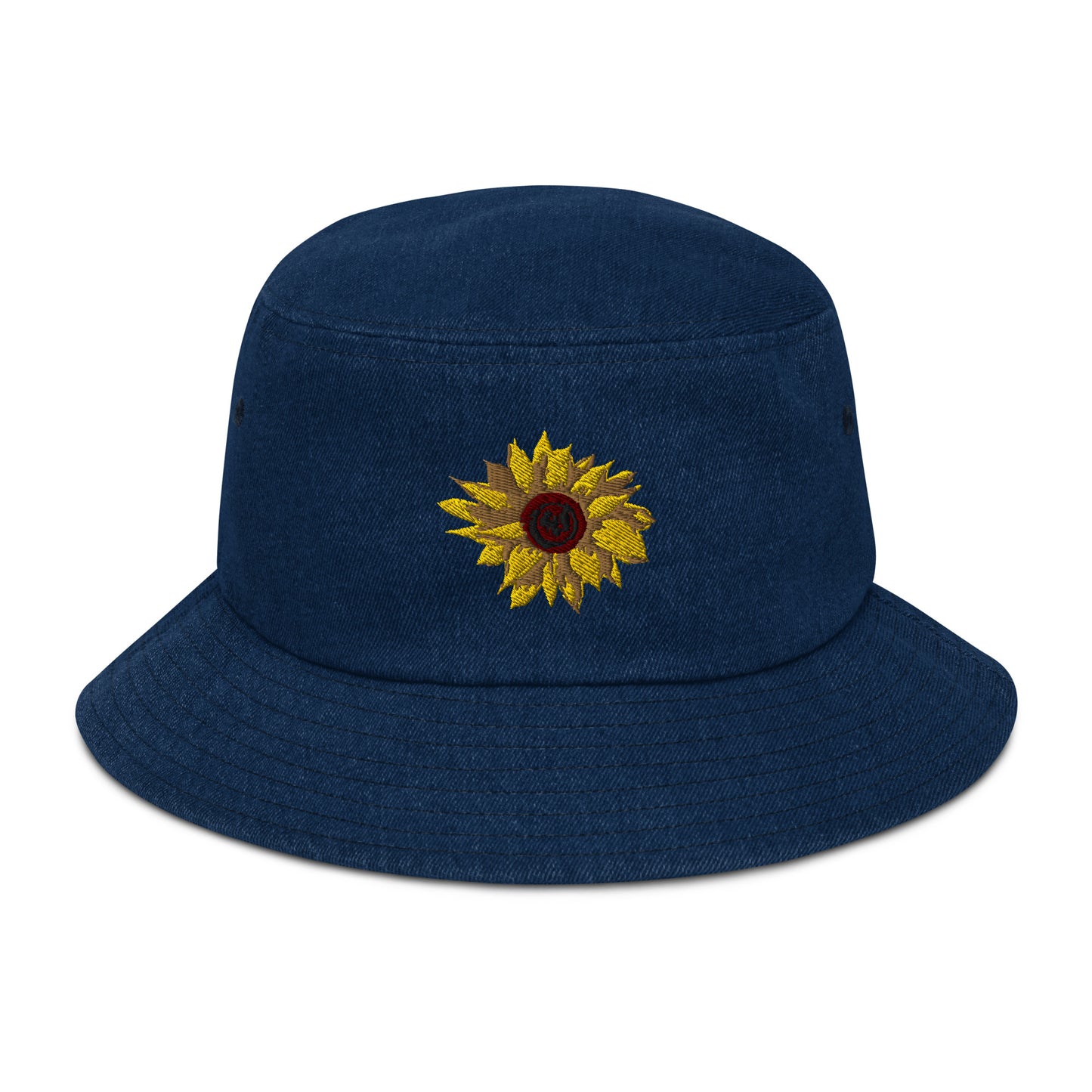 Denim Embroidered Sunflower Bucket Hat