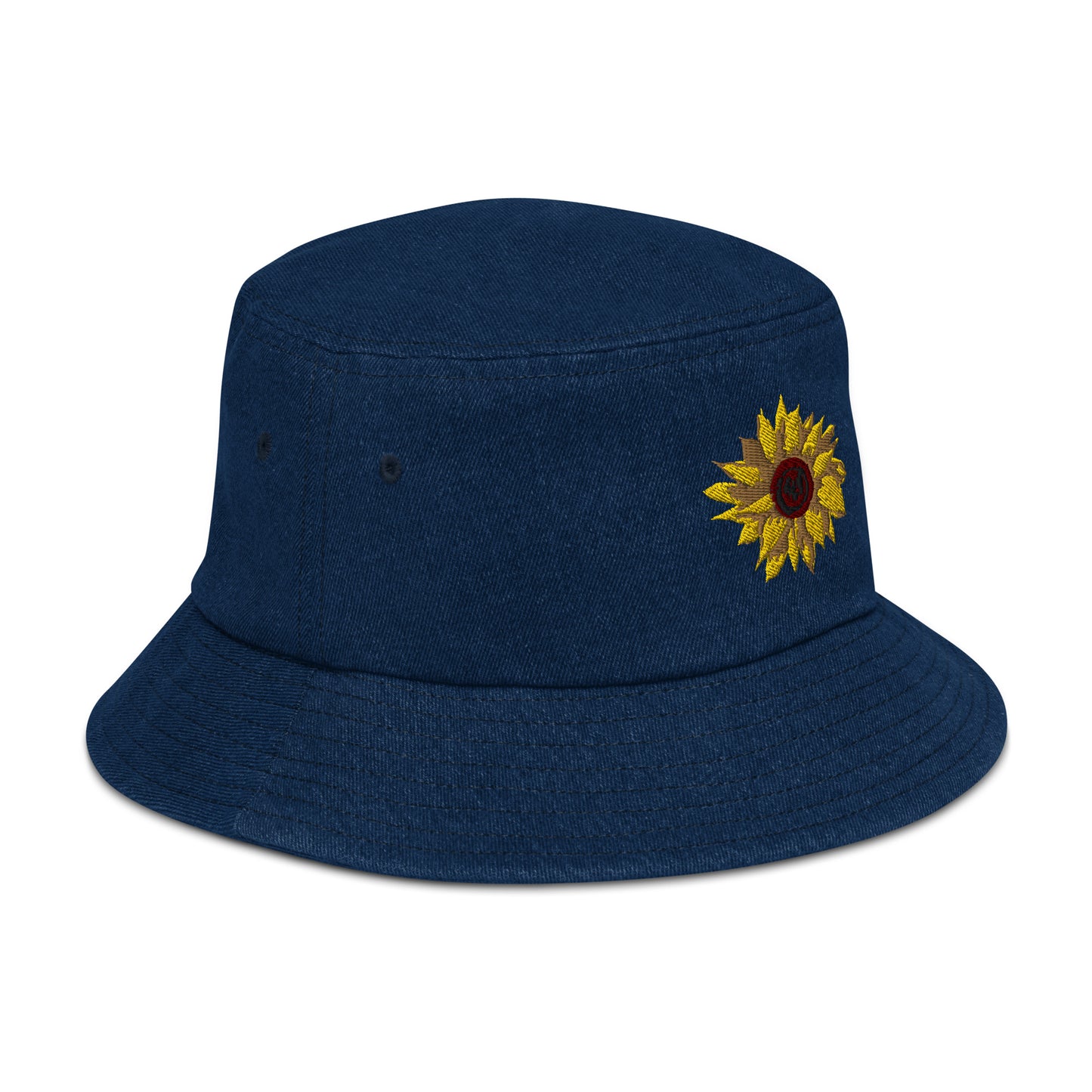 Denim Embroidered Sunflower Bucket Hat