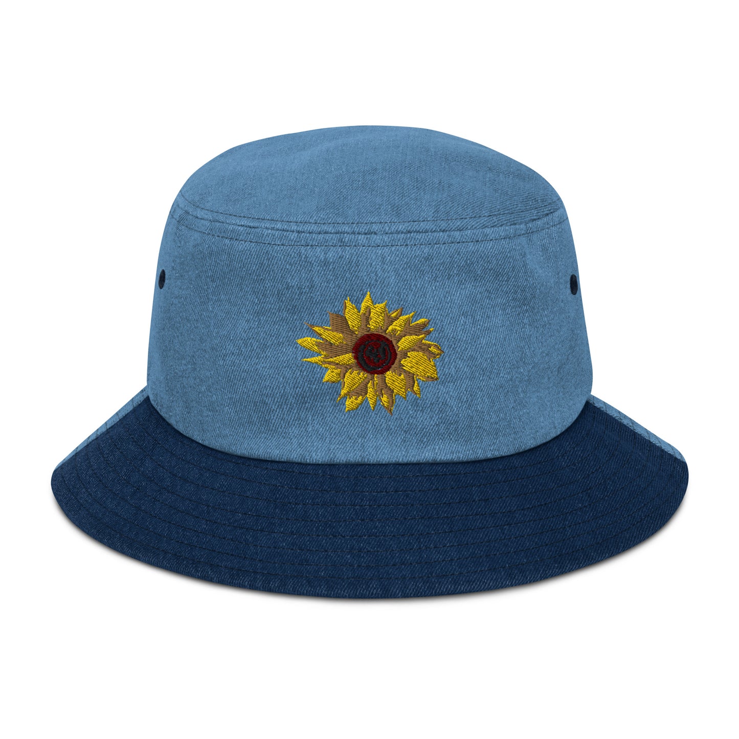 Denim Embroidered Sunflower Bucket Hat