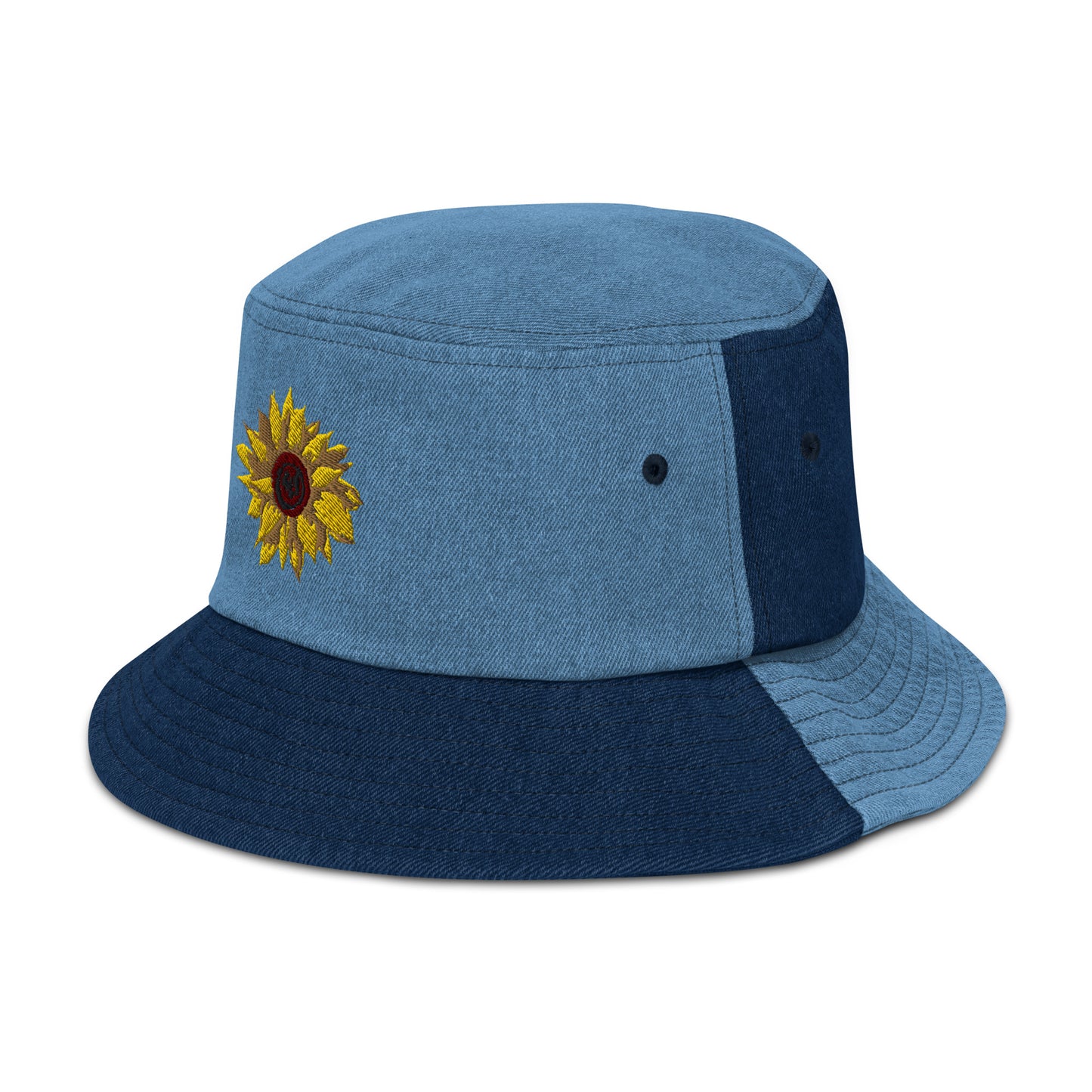 Denim Embroidered Sunflower Bucket Hat