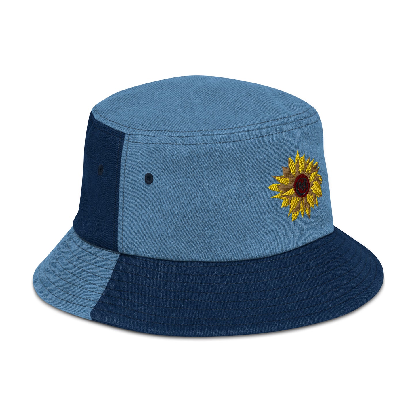 Denim Embroidered Sunflower Bucket Hat