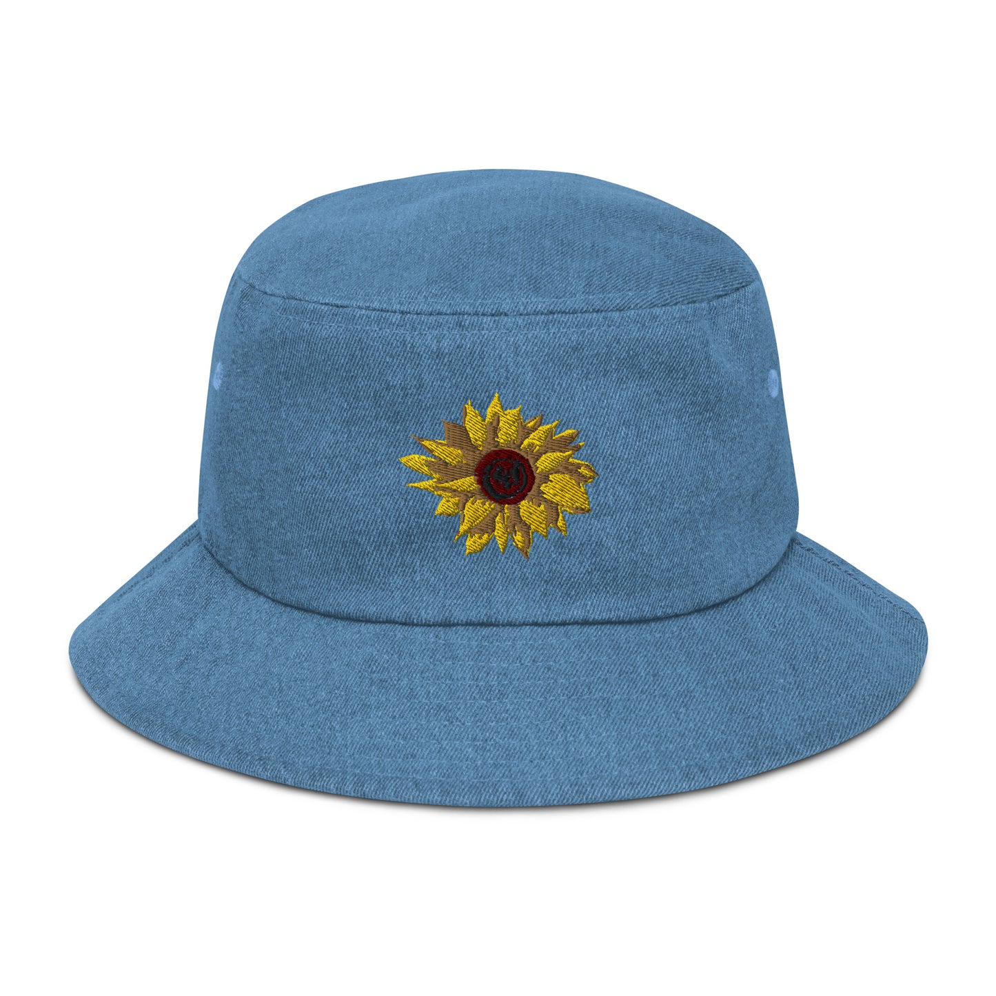 Denim Embroidered Sunflower Bucket Hat