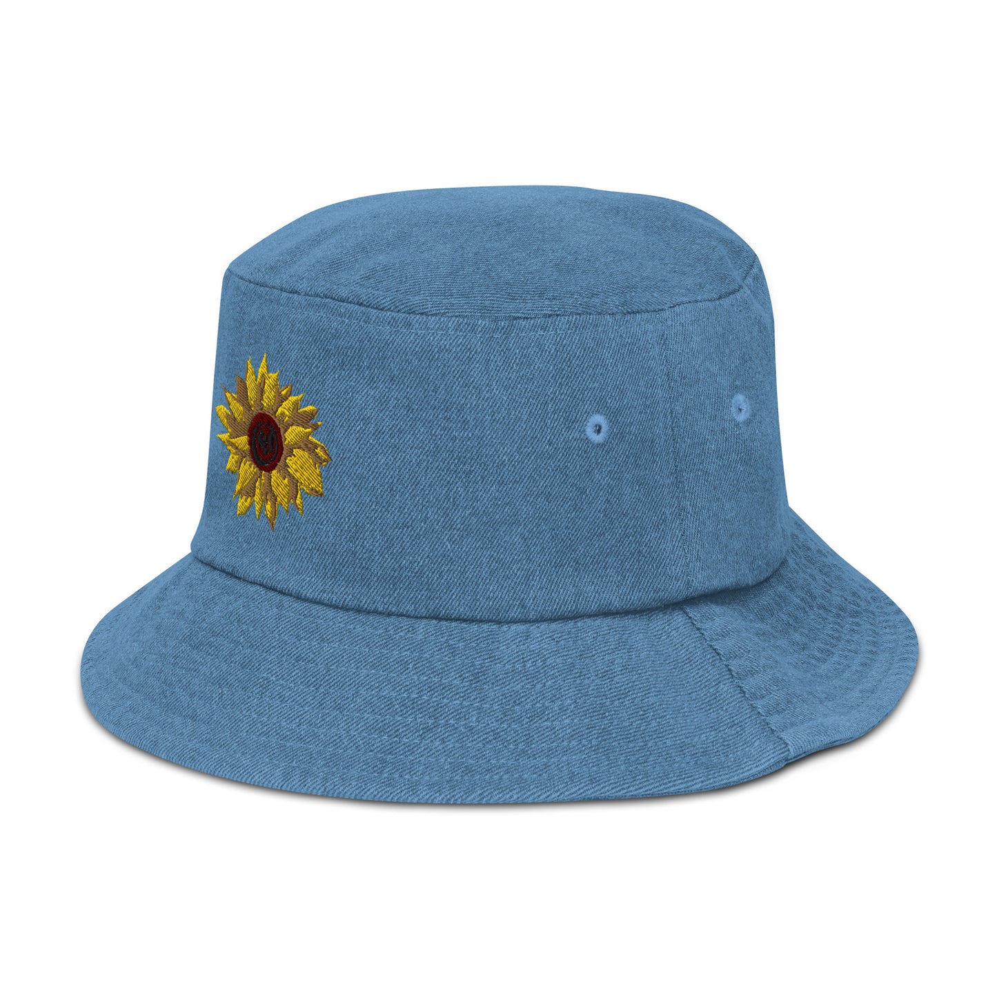 Denim Embroidered Sunflower Bucket Hat