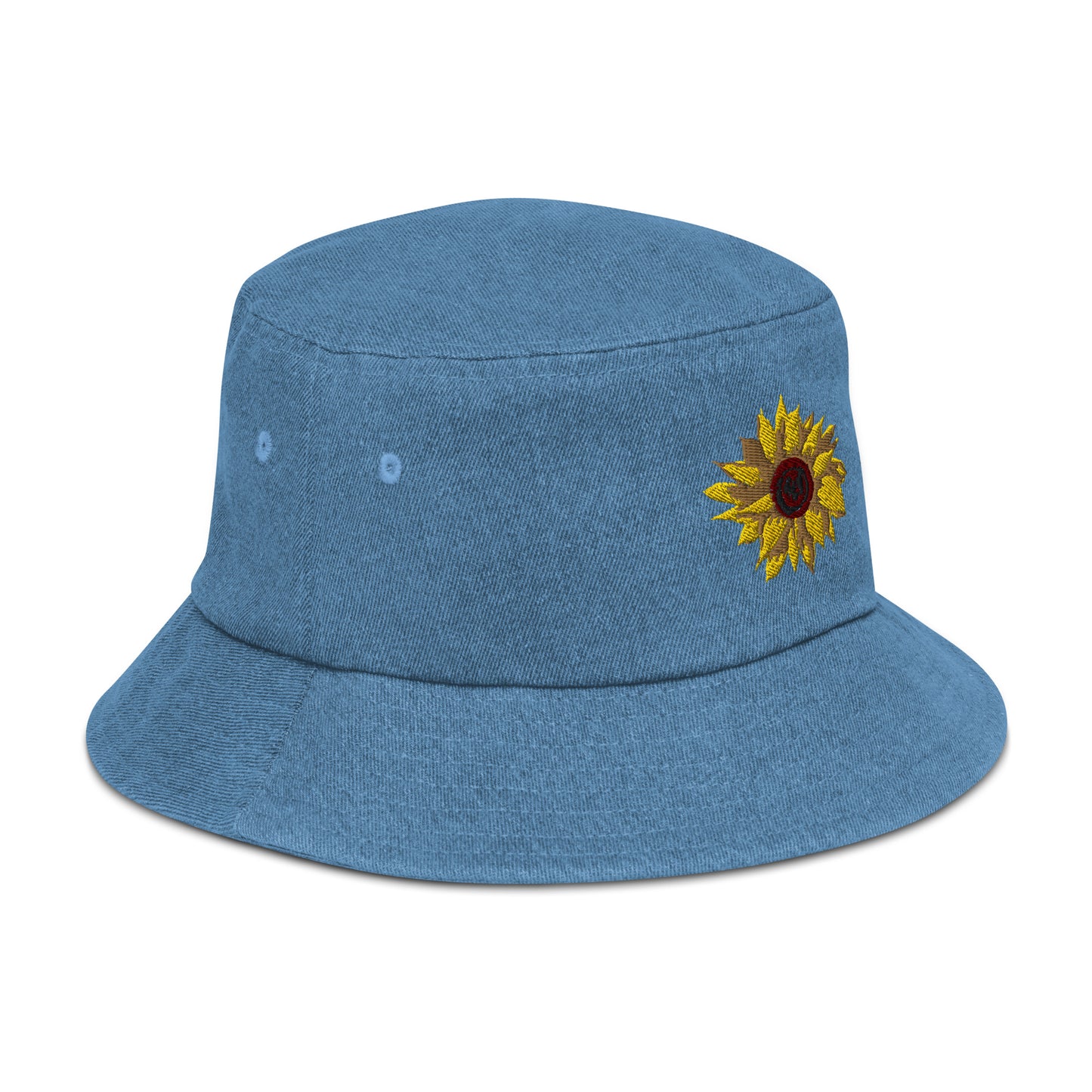 Denim Embroidered Sunflower Bucket Hat