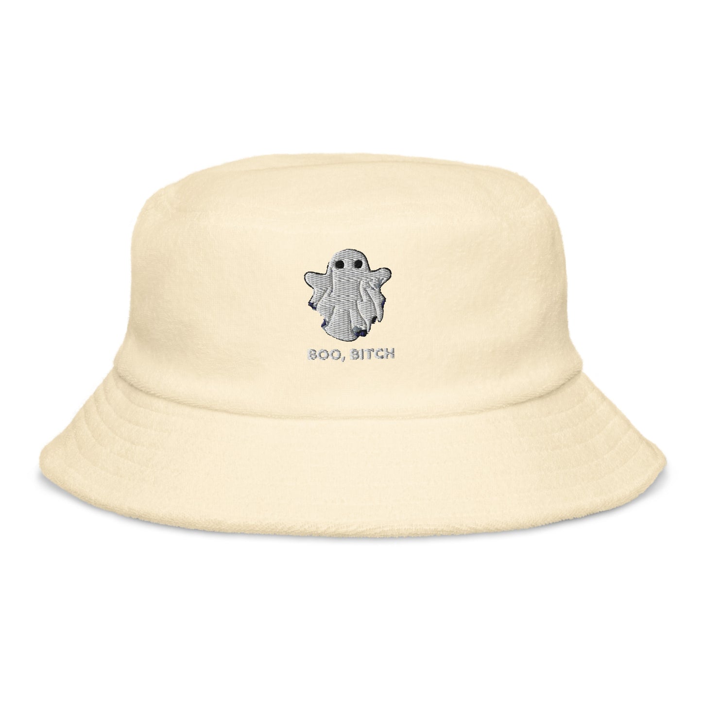 Unstructured terry cloth bucket hat