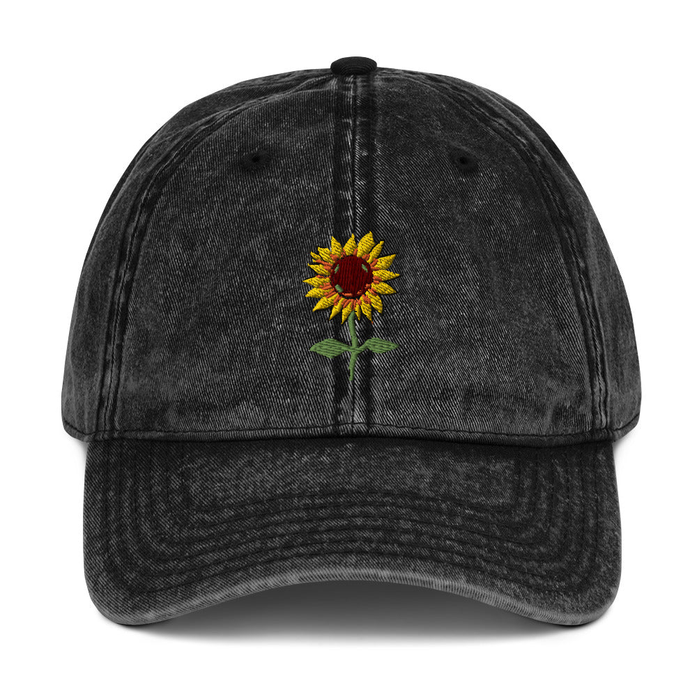 Sunflower Vintage Cotton Twill Cap, Cute Sunflower Lover hat, sunflower embroidery, Embroidered flower hat, Cute fun summer hat for her, sunflower lover gift hat, dad cap cute hat