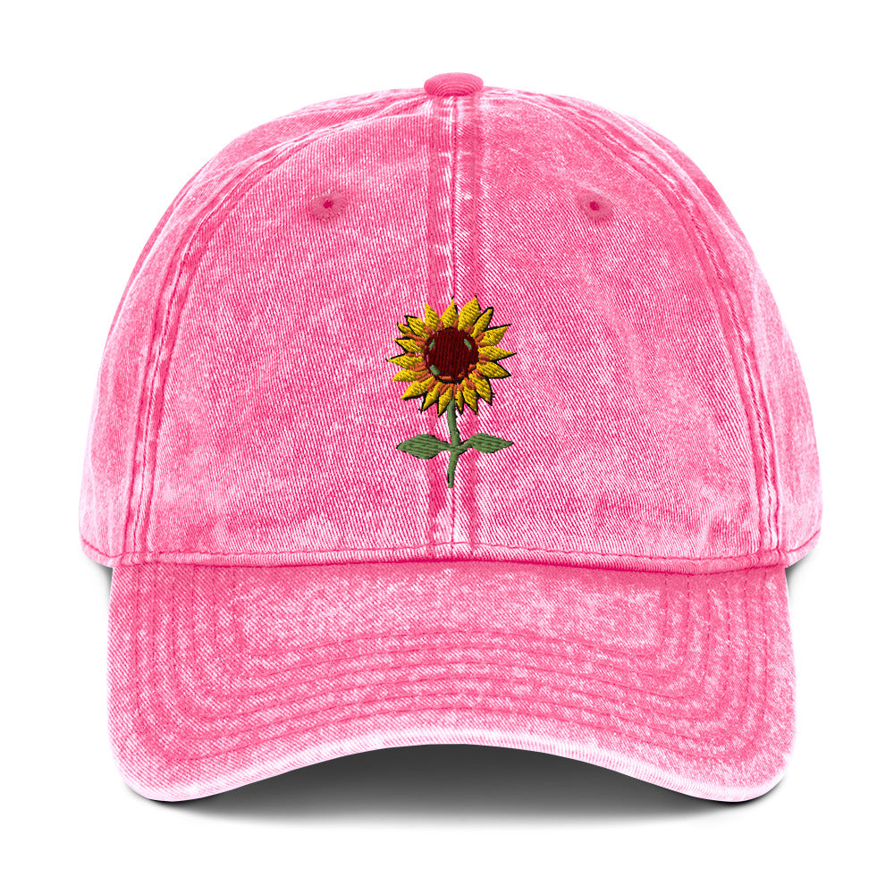 Sunflower Vintage Cotton Twill Cap, Cute Sunflower Lover hat, sunflower embroidery, Embroidered flower hat, Cute fun summer hat for her, sunflower lover gift hat, dad cap cute hat