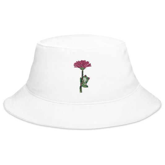 Cute Frog On Flower Bucket Hat, Summer Bucket Hat, Pretty Frog Lover Gift, Festival summer hat, Fun cute Hat, Festival Outfit hat, Frog Fun