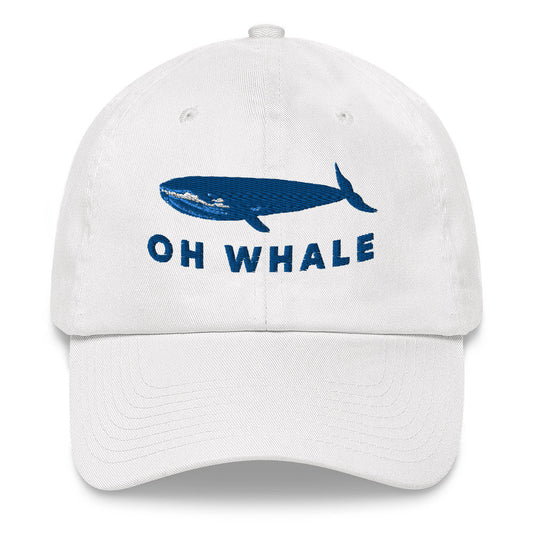 Blue Whale Art Embroidered Baseball Dad Hat, Blue Whale Pun Oh Whale, Whale lover gift, animal lover gift, Blue whale gift art hat