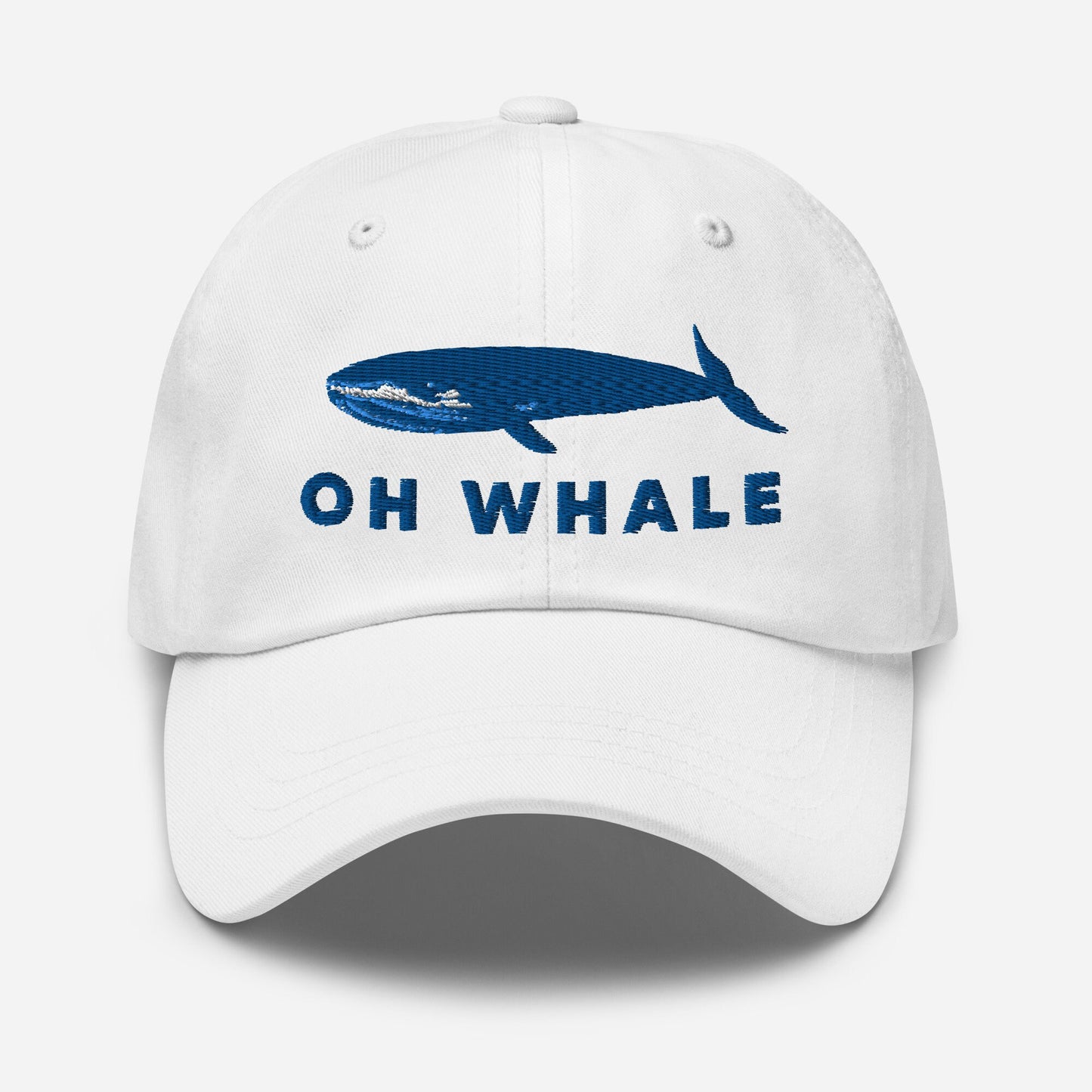 Blue Whale Art Embroidered Baseball Dad Hat, Blue Whale Pun Oh Whale, Whale lover gift, animal lover gift, Blue whale gift art hat