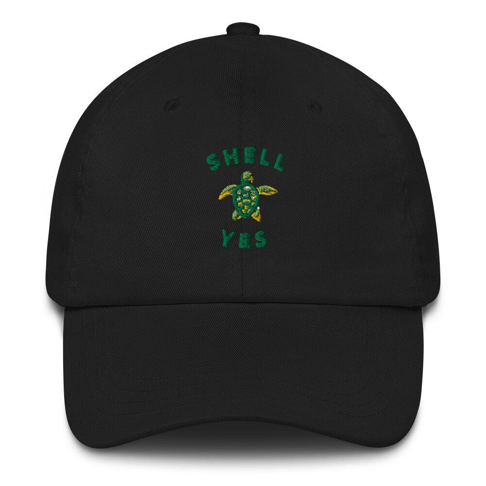 Dad hat Shell Yes, Turtle Pun cute funny Hat, Summer cap baseball hat trendy embroidered hat, Turtle Lover Gift Pun, cute Baby turtle Hat