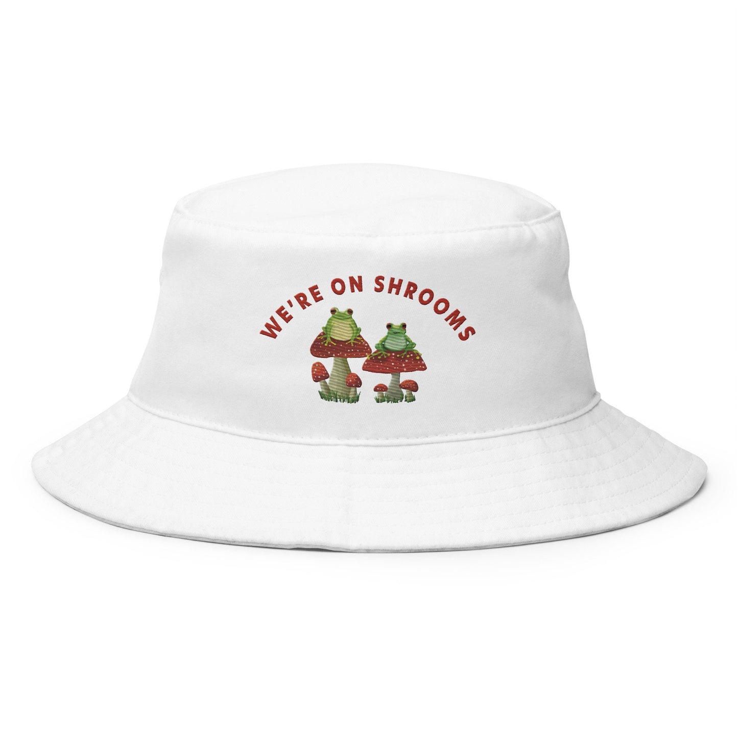 Frog on Mushroom Aesthetic Bucket Hat, funny Pun Bucket hat for Festival, Summer Clever Bucket hat, Frog Toad Shroom Cute funny Hat