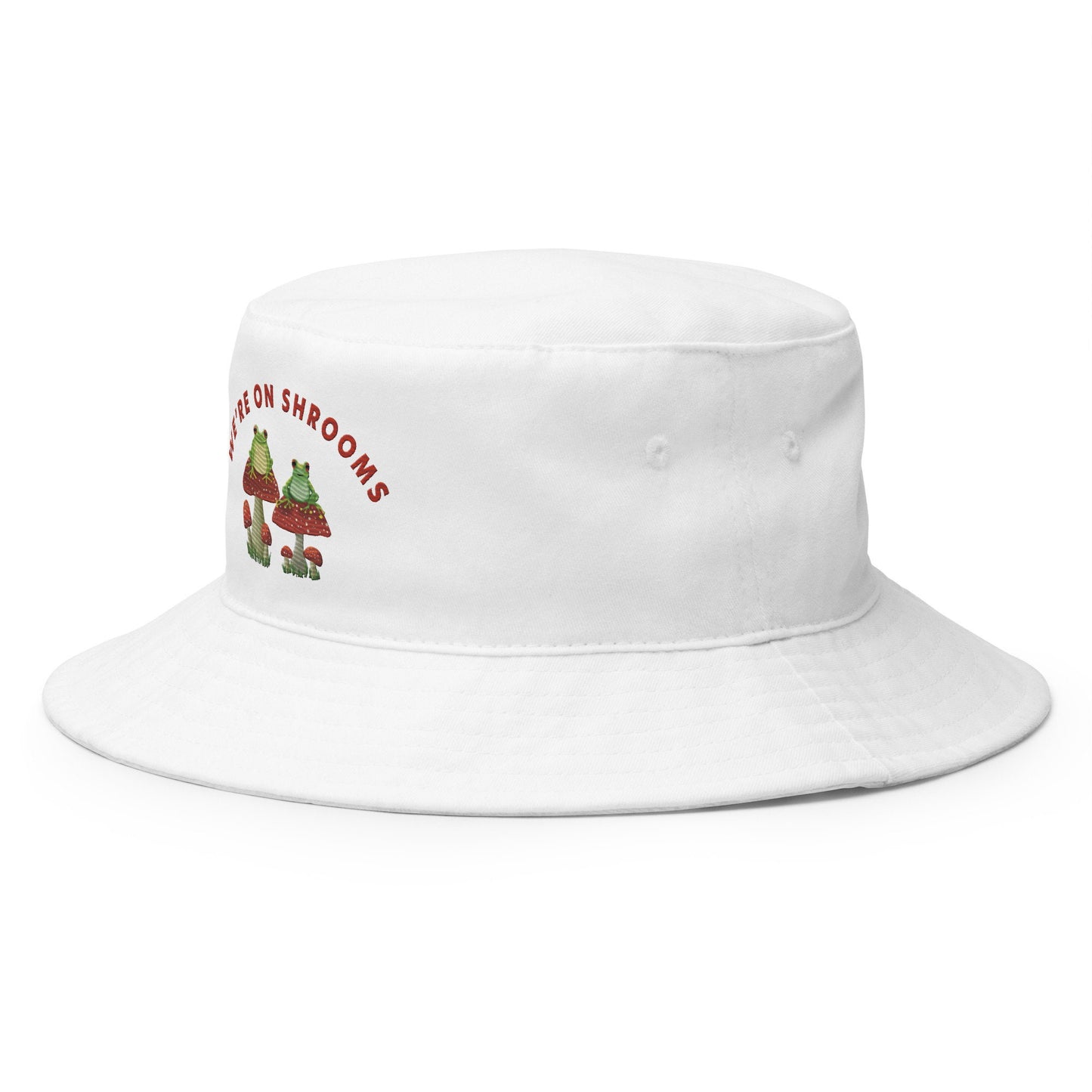 Frog on Mushroom Aesthetic Bucket Hat, funny Pun Bucket hat for Festival, Summer Clever Bucket hat, Frog Toad Shroom Cute funny Hat