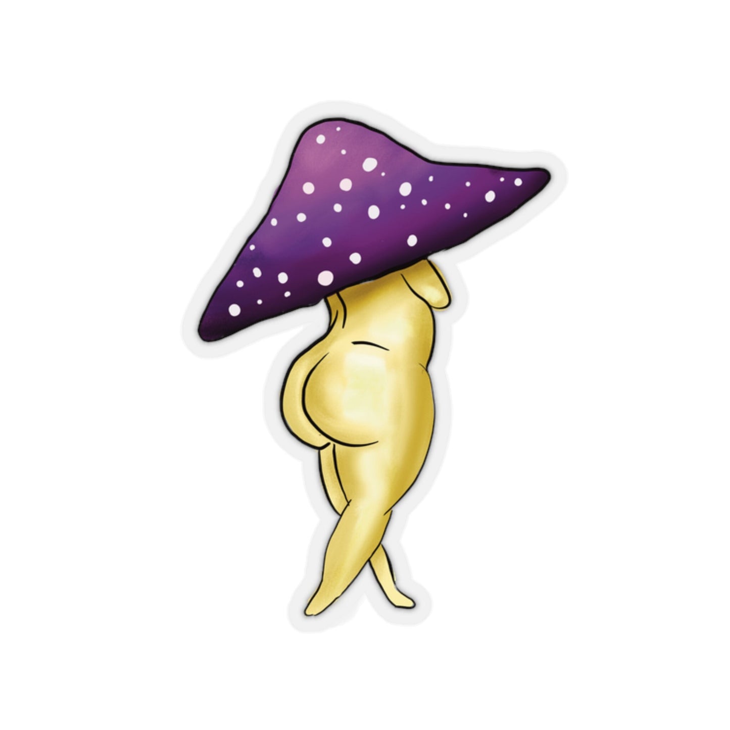 Purple Thick Mushroom Lady Sticker, Mushroom Sticker Art, Mushroom illustration art, Mushroom lady cute funny sticker, Thick sexy mushroom