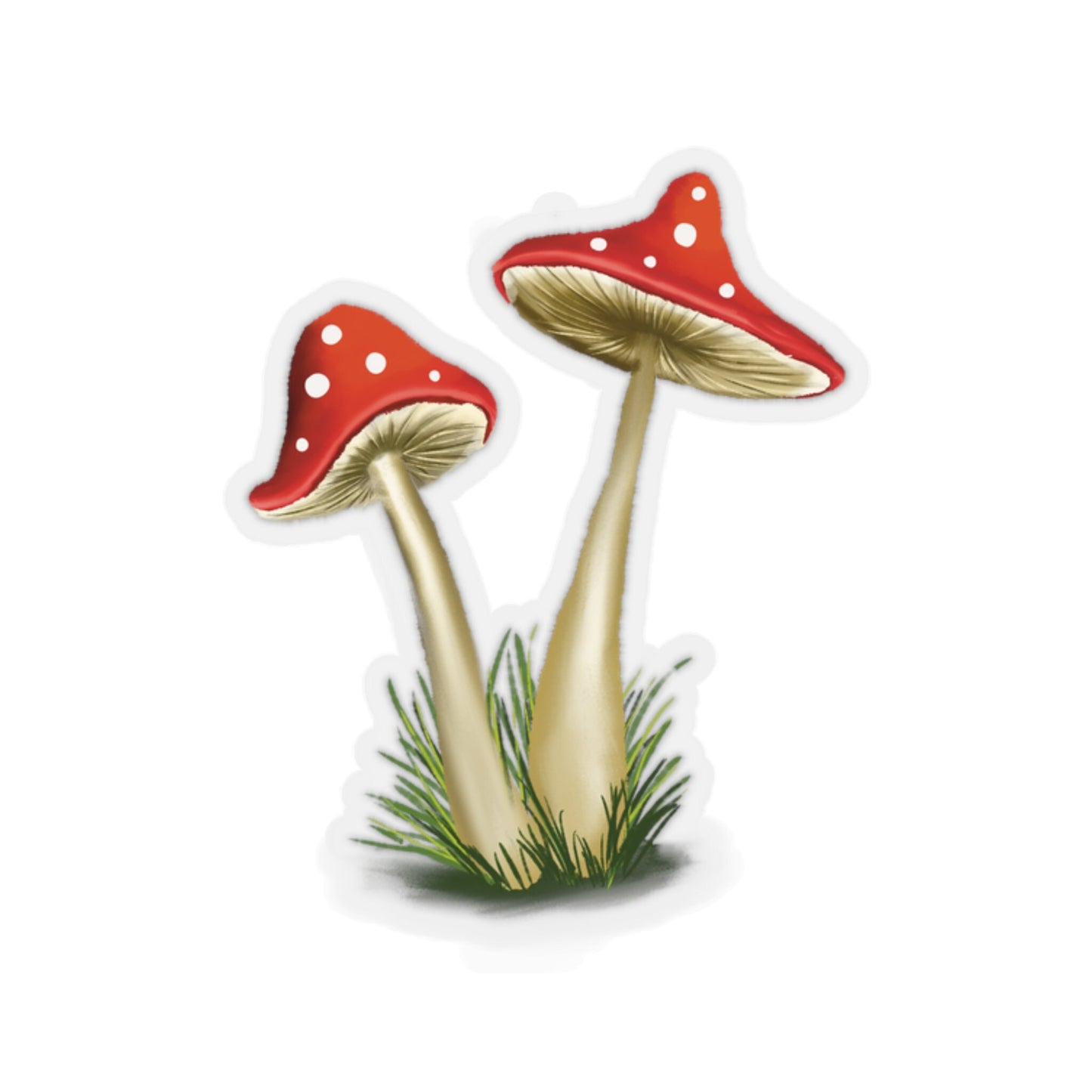 Mushroom Sticker Cute Pretty Red Mushroom, Mushroom Art illustration, Cute Pretty Colorful mushroom art