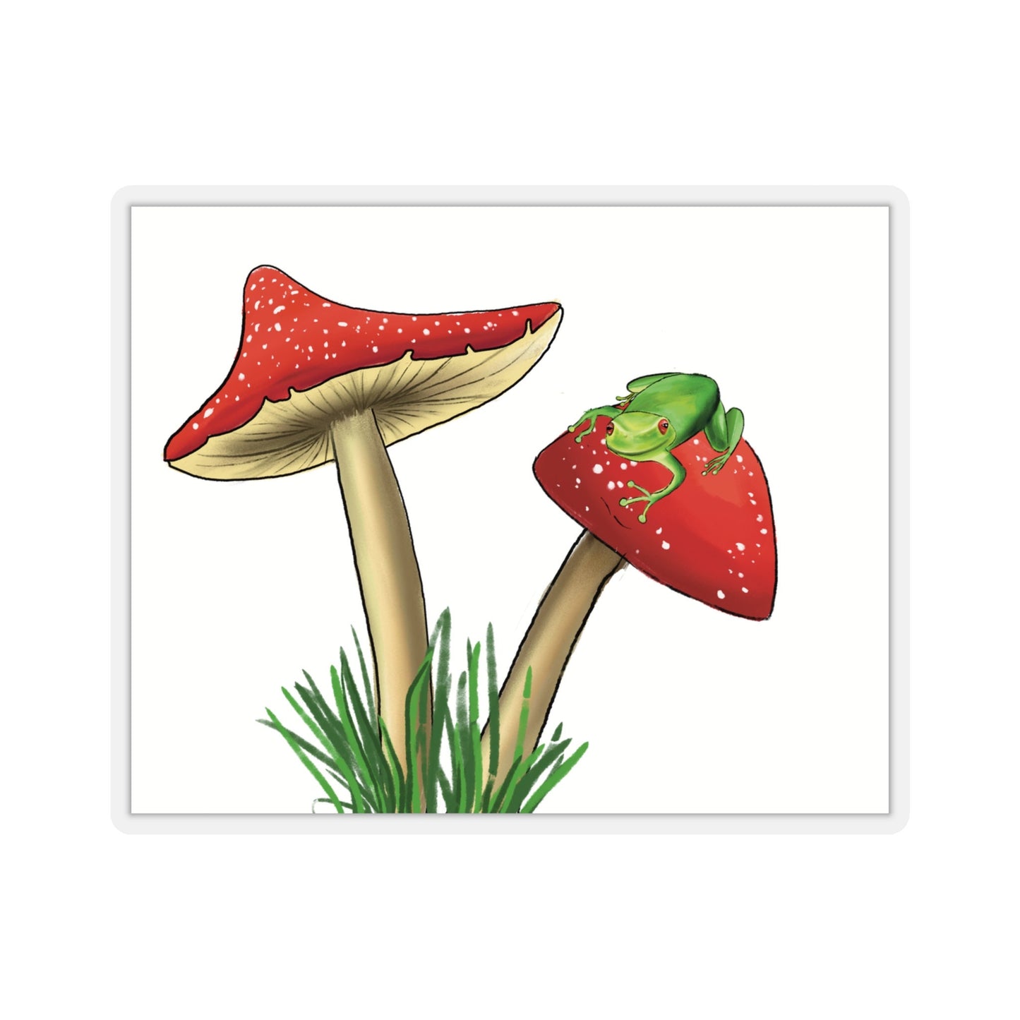 Frog on Shroom Sticker, Mushroom Sticker frog, Frog Lover Sticker, Sticker for mushroom/ frog Vinyl lover