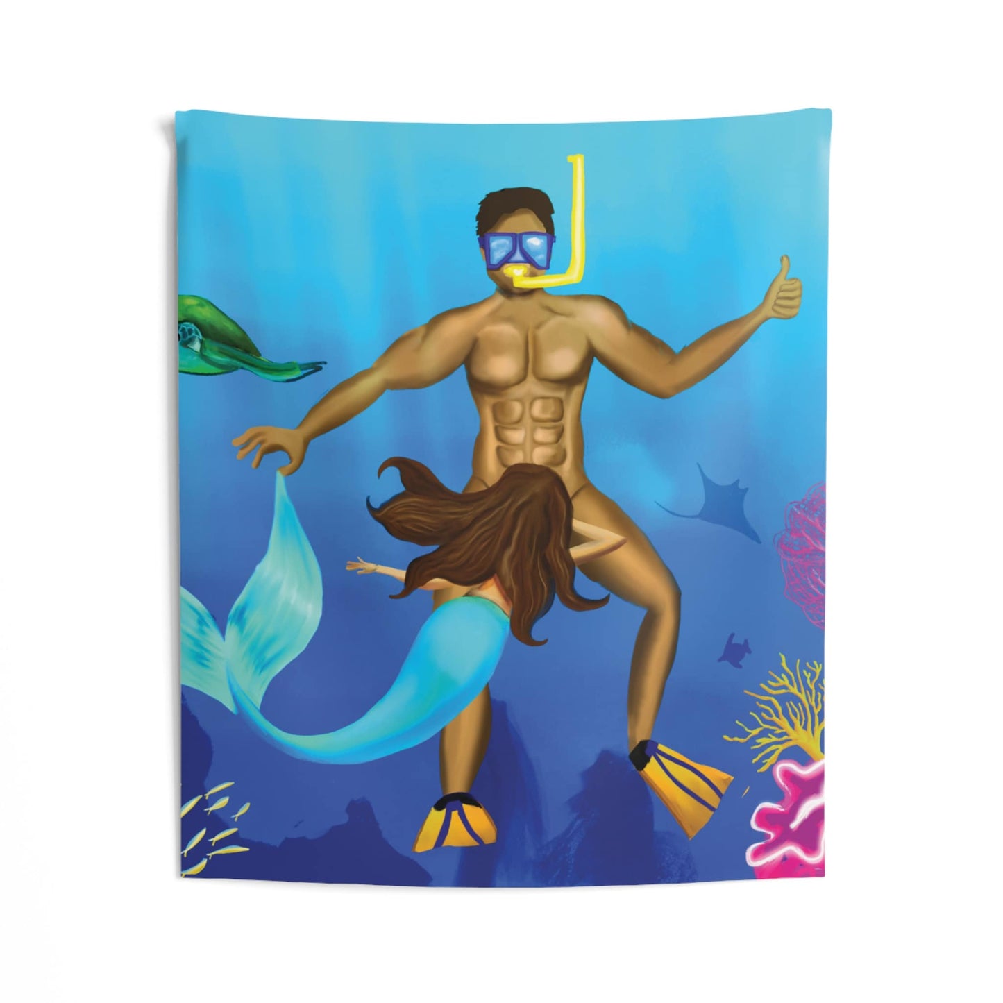 Funny Tapestry for Room, Wall Decor Hanging Cute Tapestry Art, Funny Joke Tapestry Cute Home Decor Wall Art Fun Mermaid Underwater Scene