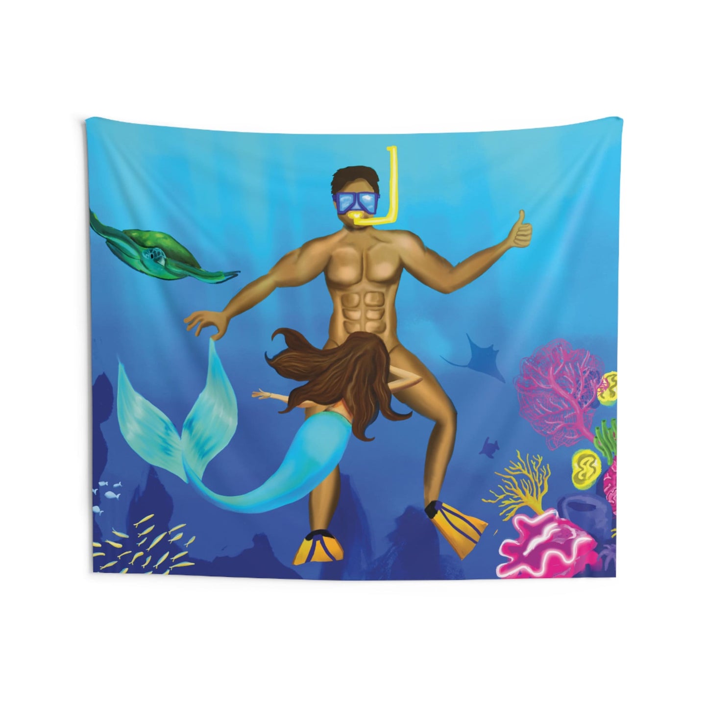 Funny Tapestry for Room, Wall Decor Hanging Cute Tapestry Art, Funny Joke Tapestry Cute Home Decor Wall Art Fun Mermaid Underwater Scene