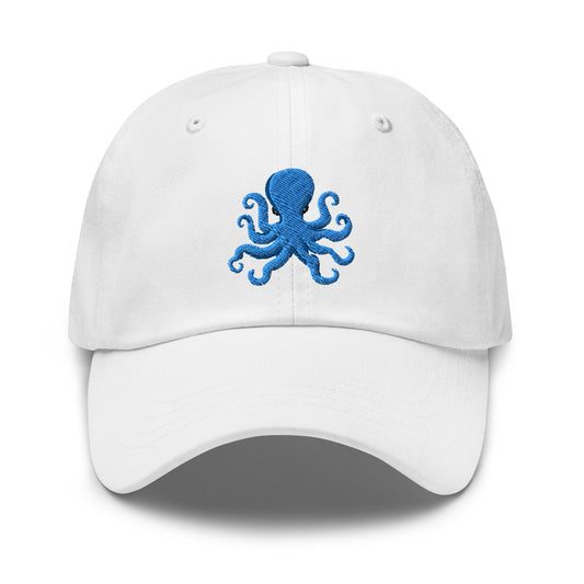 Blue Octopus  Embroidered Hat Cute Pretty Fun Embroidered Octopus Hat