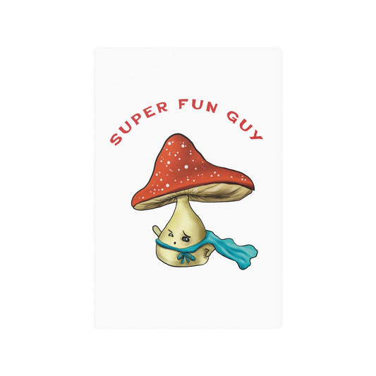 Cute Funny clever Super Fungi Mushroom Art Print, Wall Art Print, Satin poster, funny mushroom art cute mushroom lover gift