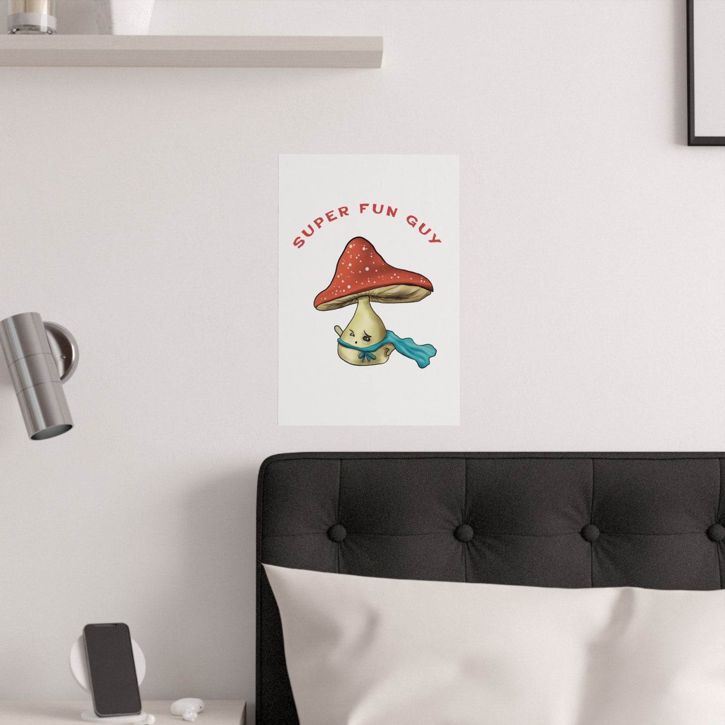 Cute Funny clever Super Fungi Mushroom Art Print, Wall Art Print, Satin poster, funny mushroom art cute mushroom lover gift