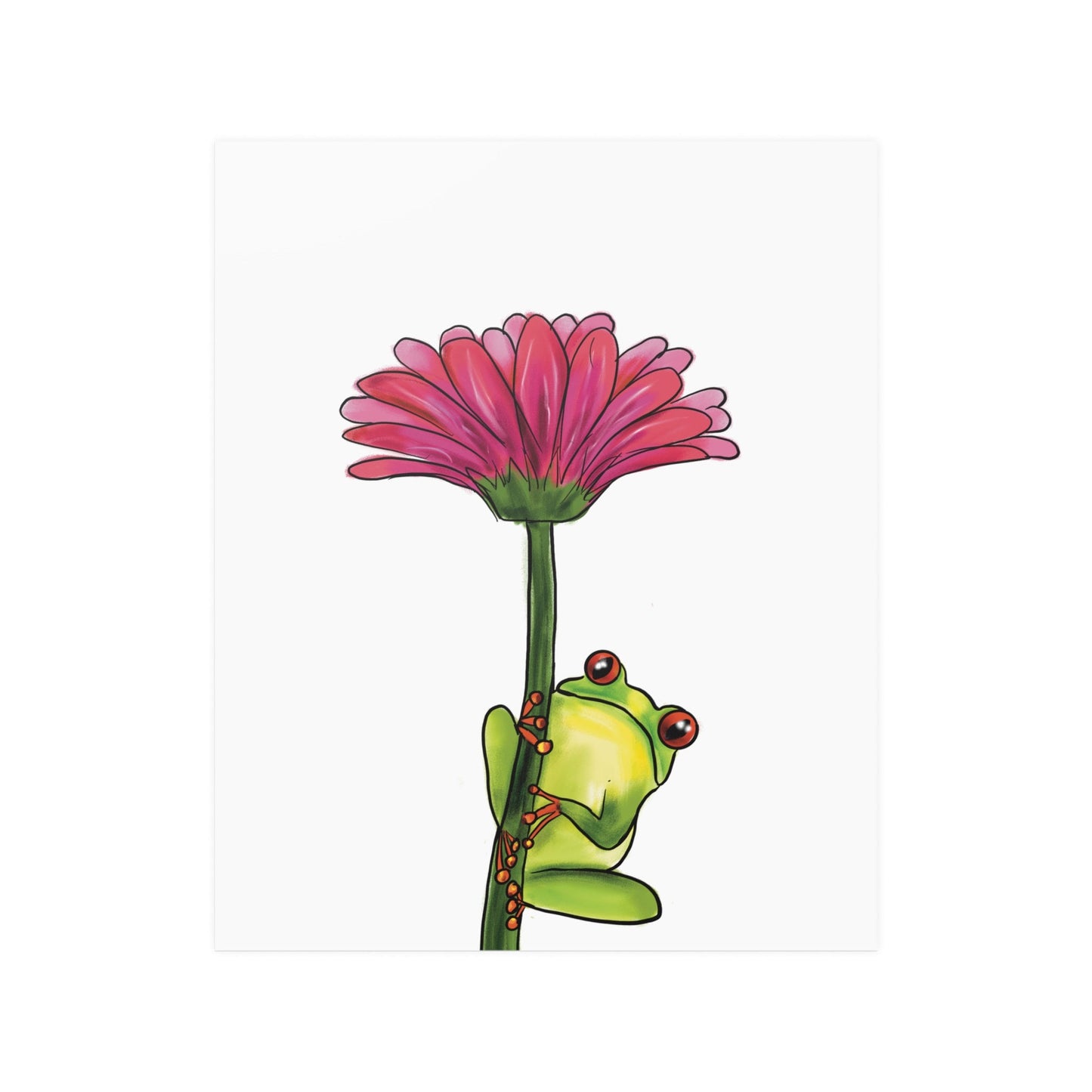 Cute Frog on Flower Art print, Wall Art, Nursery Wall art Frog Aesthetic, Pretty Cute Frog Aesthetic Frog Art print Cute