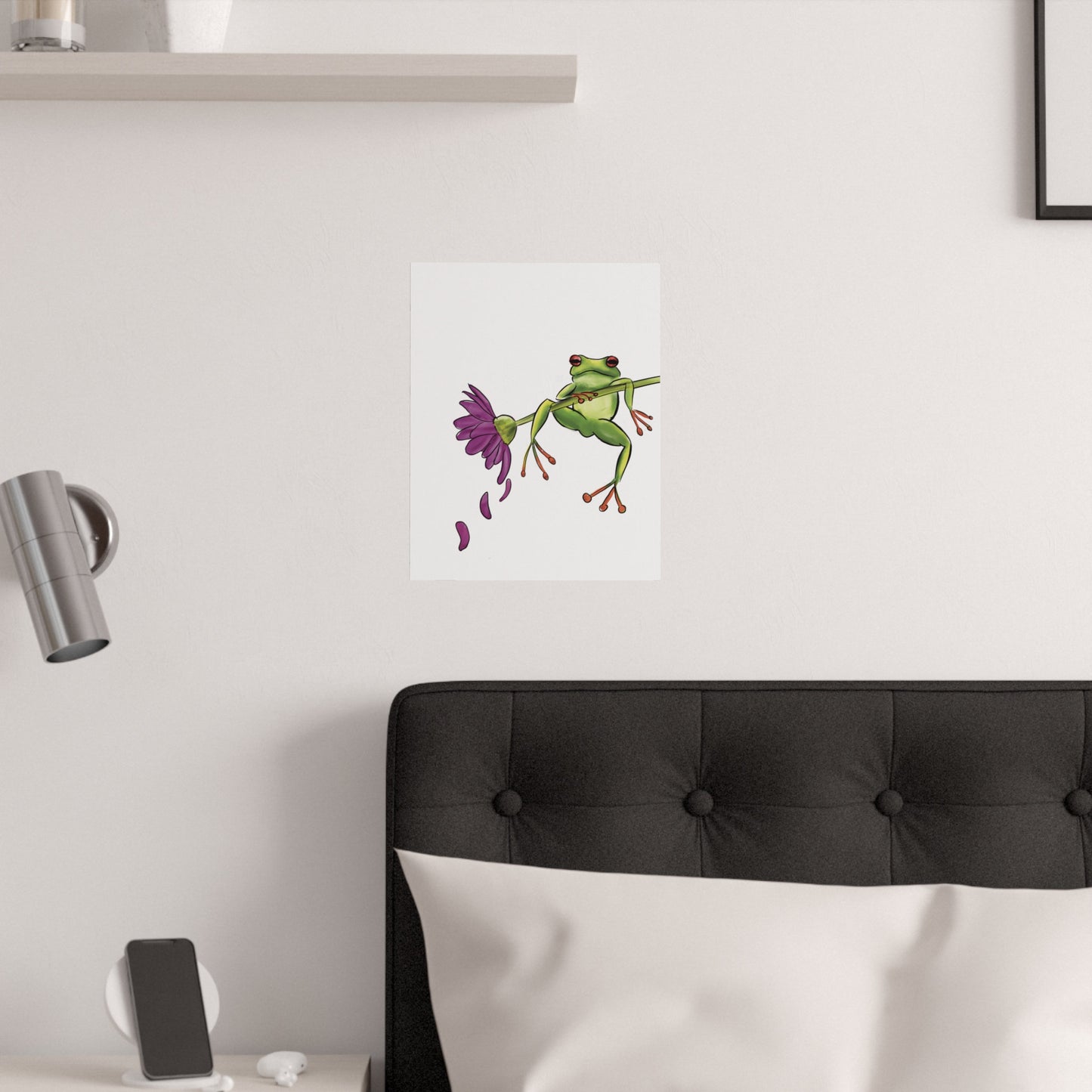 Cute Satin frog on Flower Poster, Cute Frog Lover Poster, Wall Art Print Cute, Pretty Frog Aesthetic Poster Print, Wall Art Cute Pretty