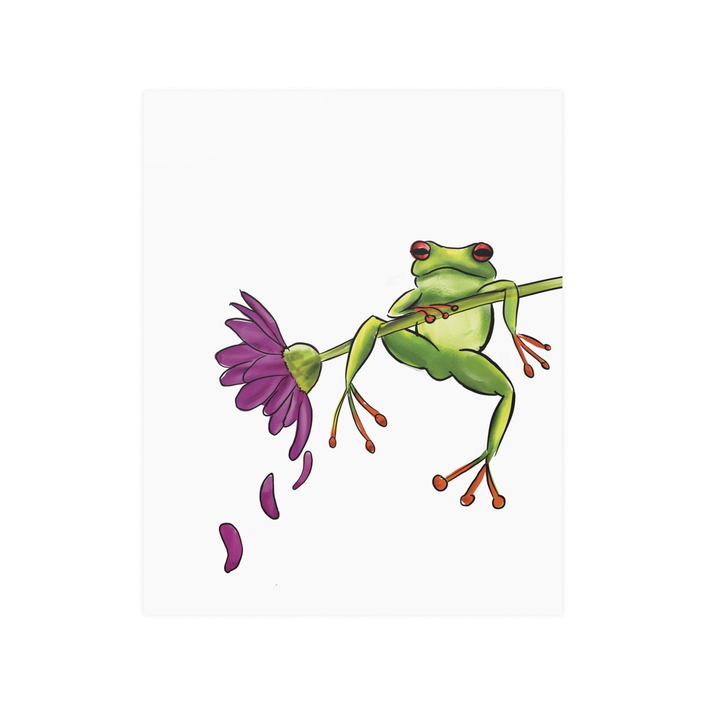 Cute Satin frog on Flower Poster, Cute Frog Lover Poster, Wall Art Print Cute, Pretty Frog Aesthetic Poster Print, Wall Art Cute Pretty