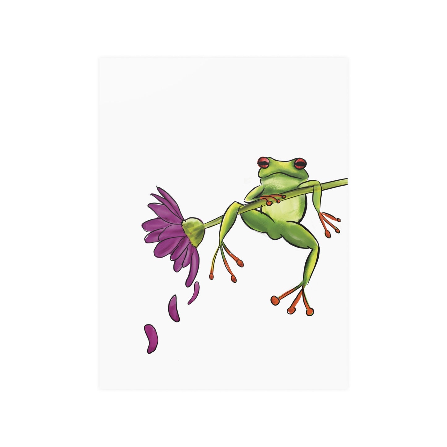 Cute Satin frog on Flower Poster, Cute Frog Lover Poster, Wall Art Print Cute, Pretty Frog Aesthetic Poster Print, Wall Art Cute Pretty