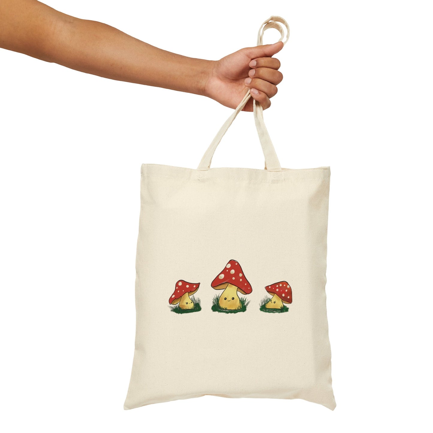 Cute Mushroom Art, Mushroom Lover Gift, Reusable Cotton Canvas Tote bag, Mushroom Lover Gift Cotton Canvas Tote Bag, cute cartoon mushroom