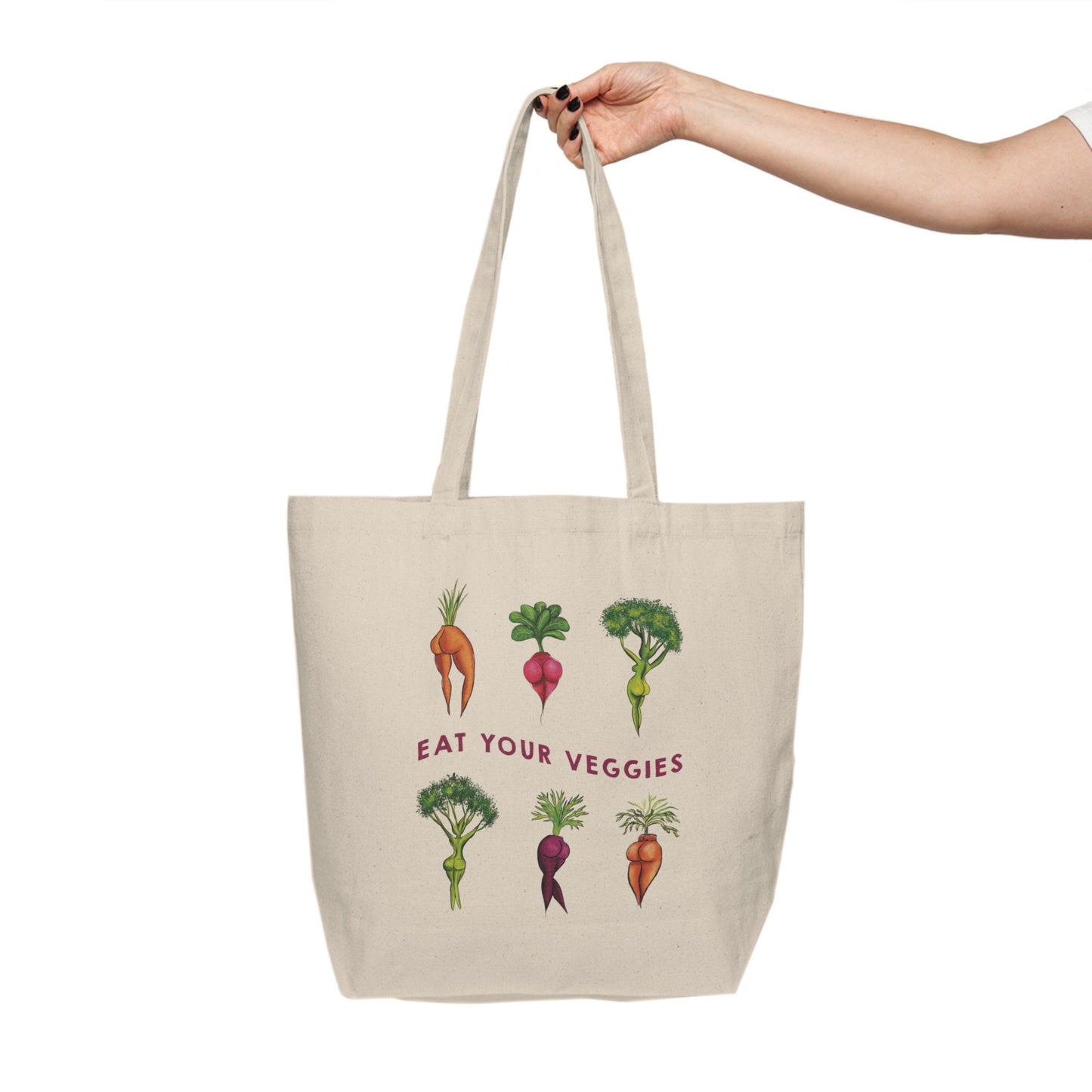 Eat Your Veggies, Funny Vegetable Cute Cotton Canvas shopping Tote Bag Canvas Shopping Tote, Vegetarian/ vegan gift, shopping canvas bag fun