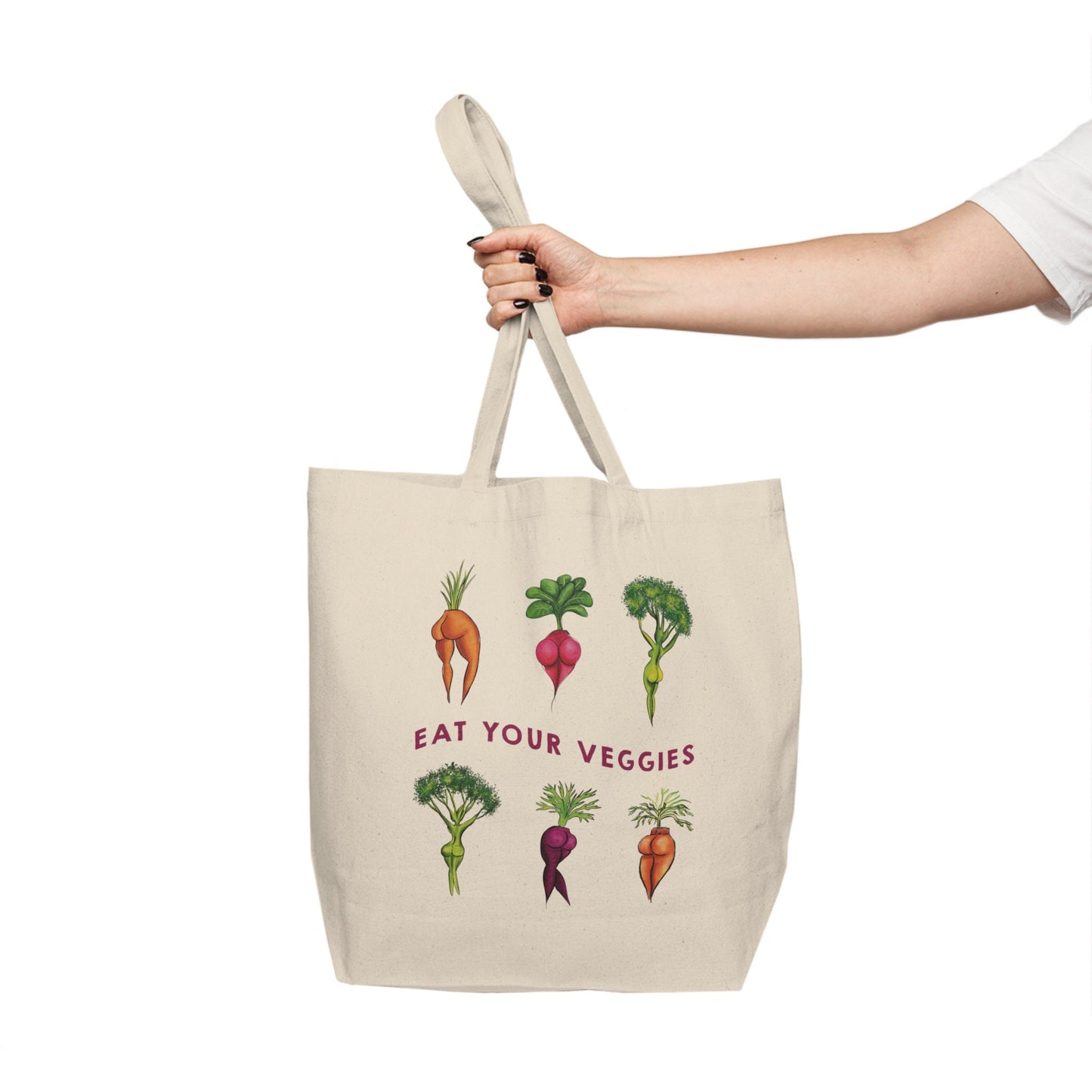 Eat Your Veggies, Funny Vegetable Cute Cotton Canvas shopping Tote Bag Canvas Shopping Tote, Vegetarian/ vegan gift, shopping canvas bag fun