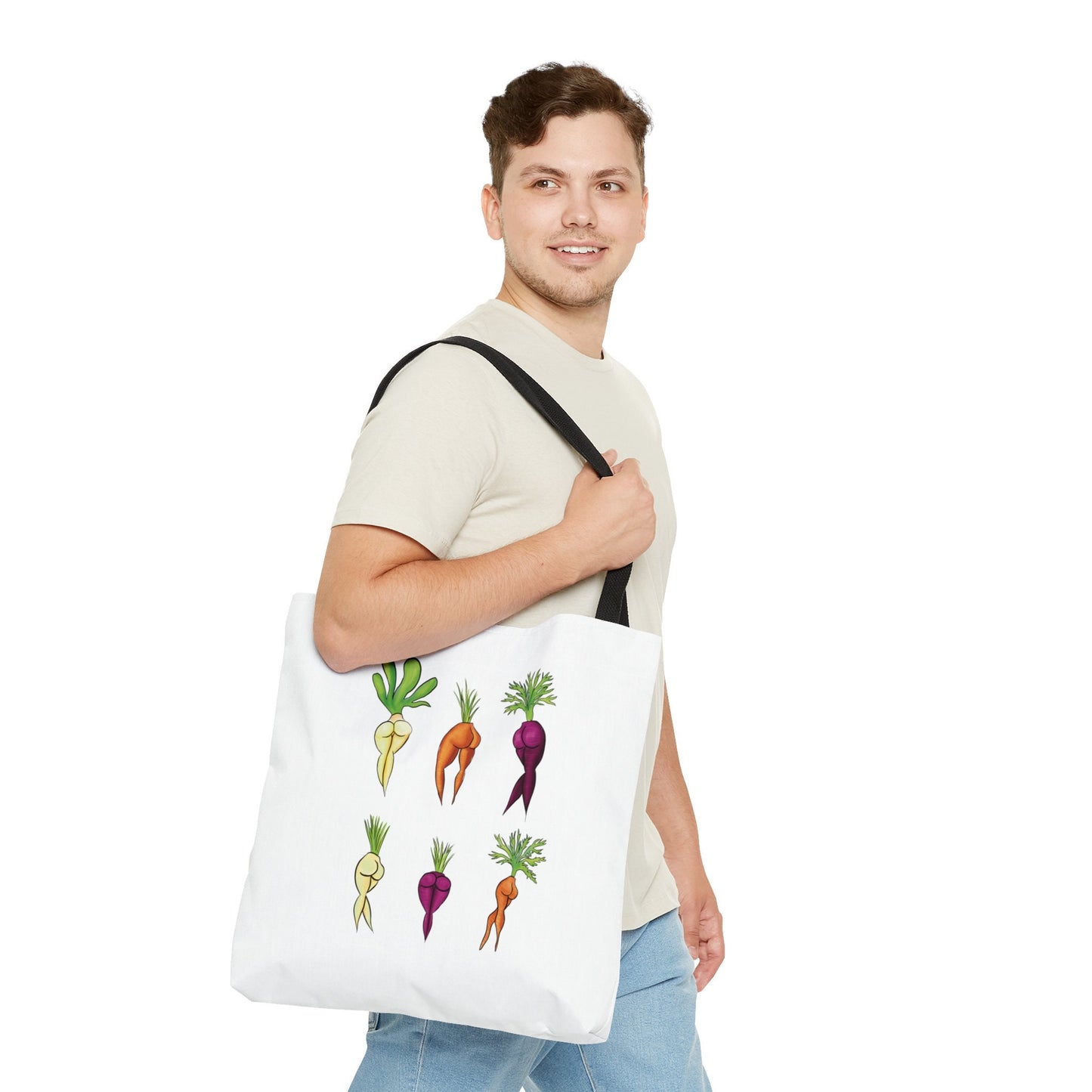 Cute Sexy Vegetable Lady, anime NSFW Grocery Shopping tote bag, carrot legs sexy cute funny tote, sarcastic tote bag, booty anime sexy NSFW