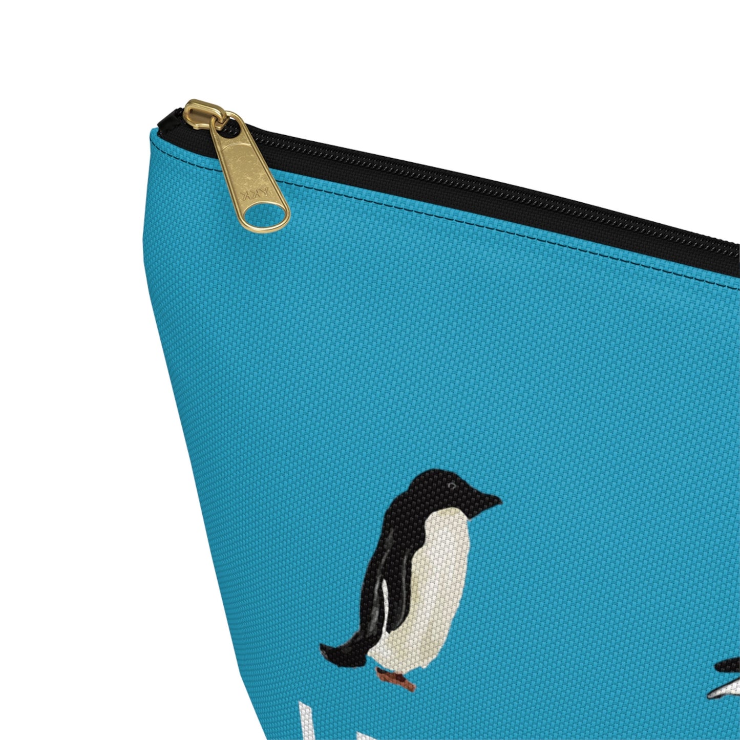 Cute Funny Penguin Caption Makeup Bag, Turquoise Penguin Funny Penguin Lover Gift