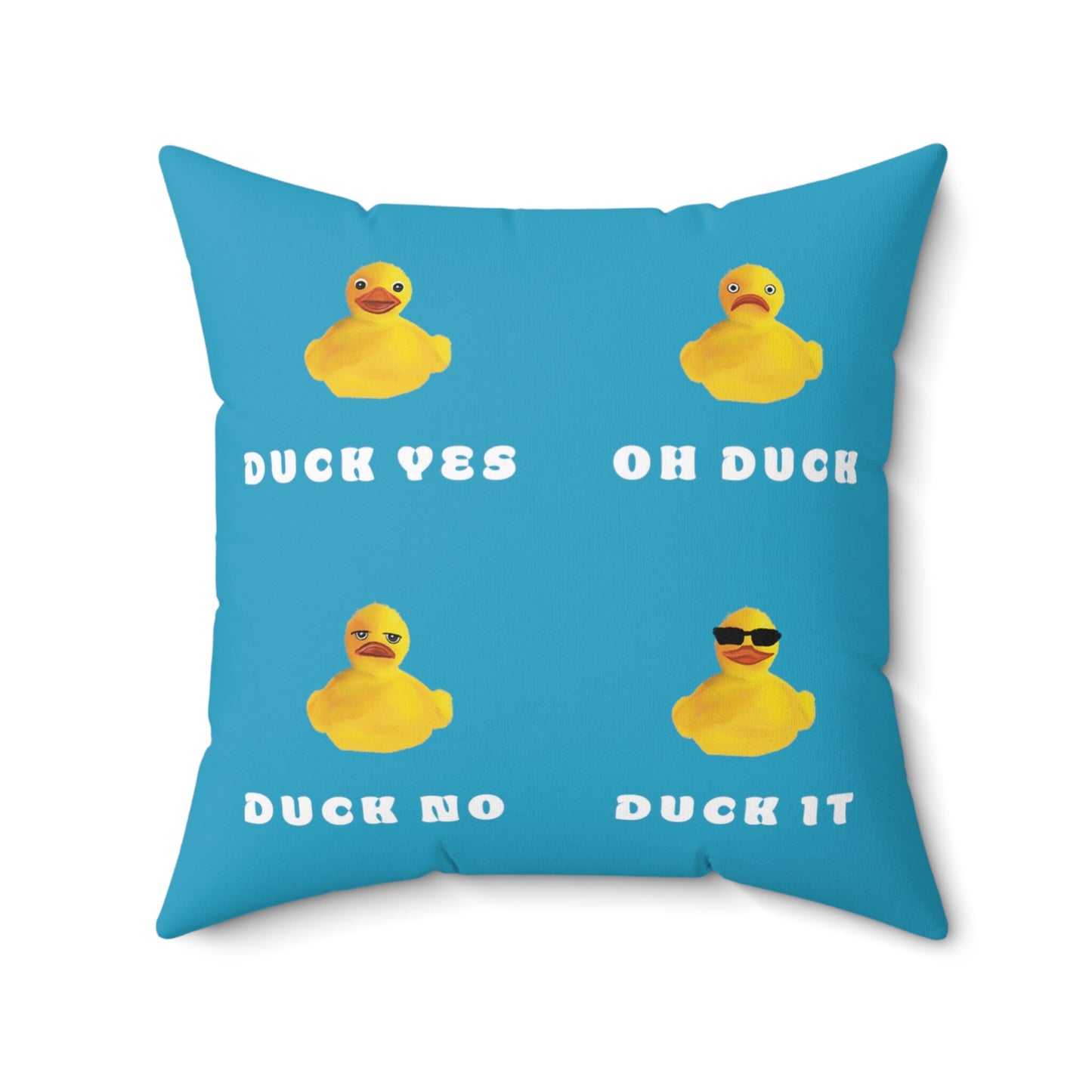 Cute Funny Duck It Pillow, Funny Bedroom pillow, funny duck pillow art, blue funny duck puns, duck it pun, funny home decor, living room art