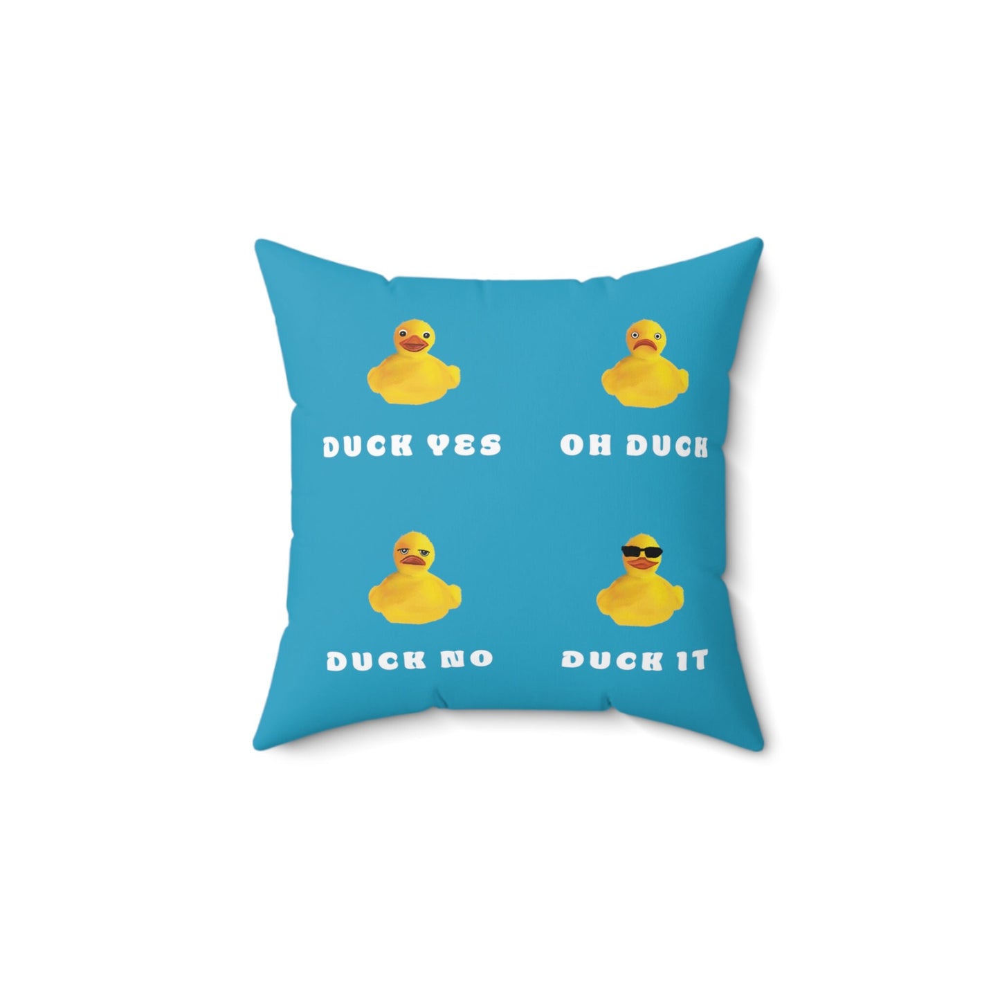 Cute Funny Duck It Pillow, Funny Bedroom pillow, funny duck pillow art, blue funny duck puns, duck it pun, funny home decor, living room art