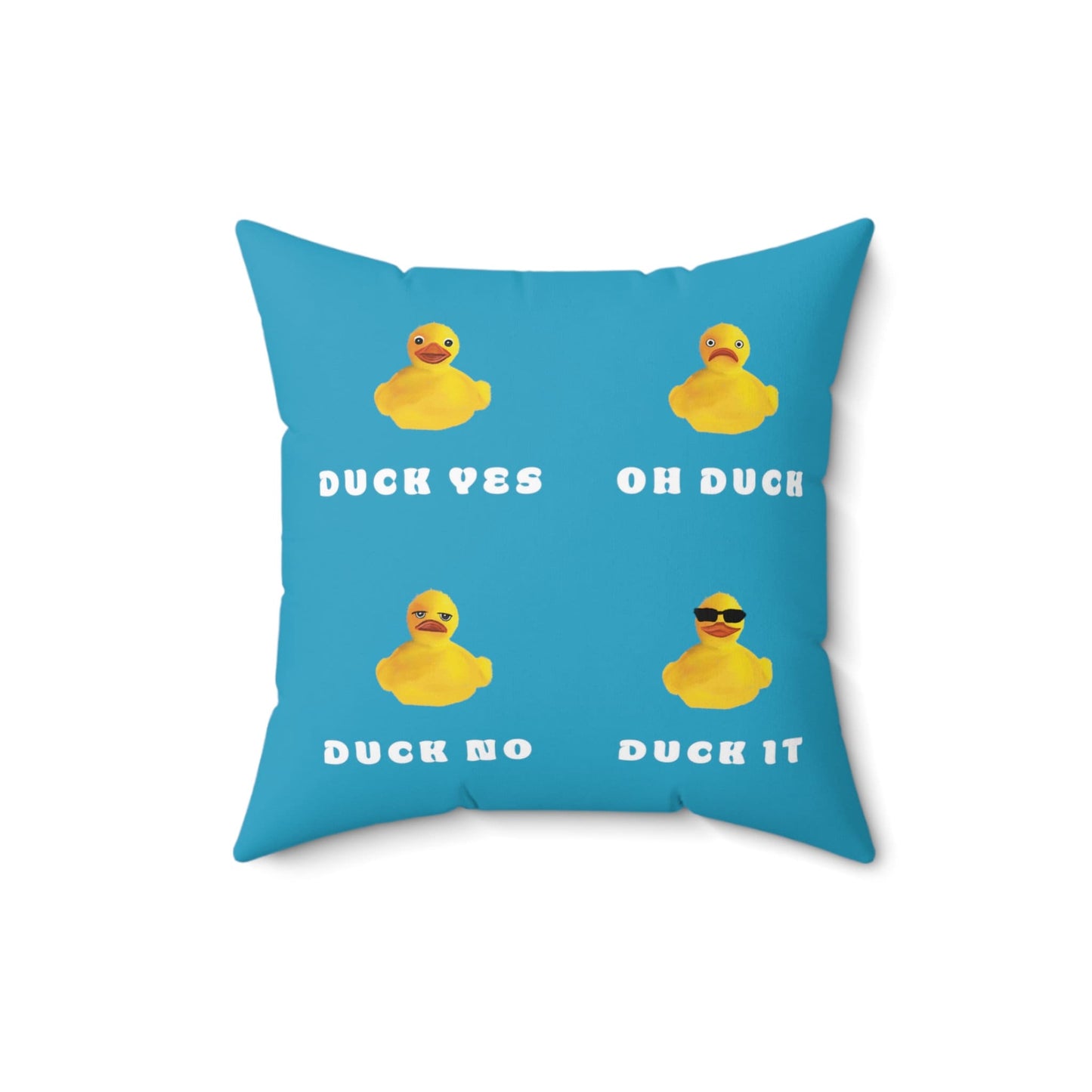 Cute Funny Duck It Pillow, Funny Bedroom pillow, funny duck pillow art, blue funny duck puns, duck it pun, funny home decor, living room art