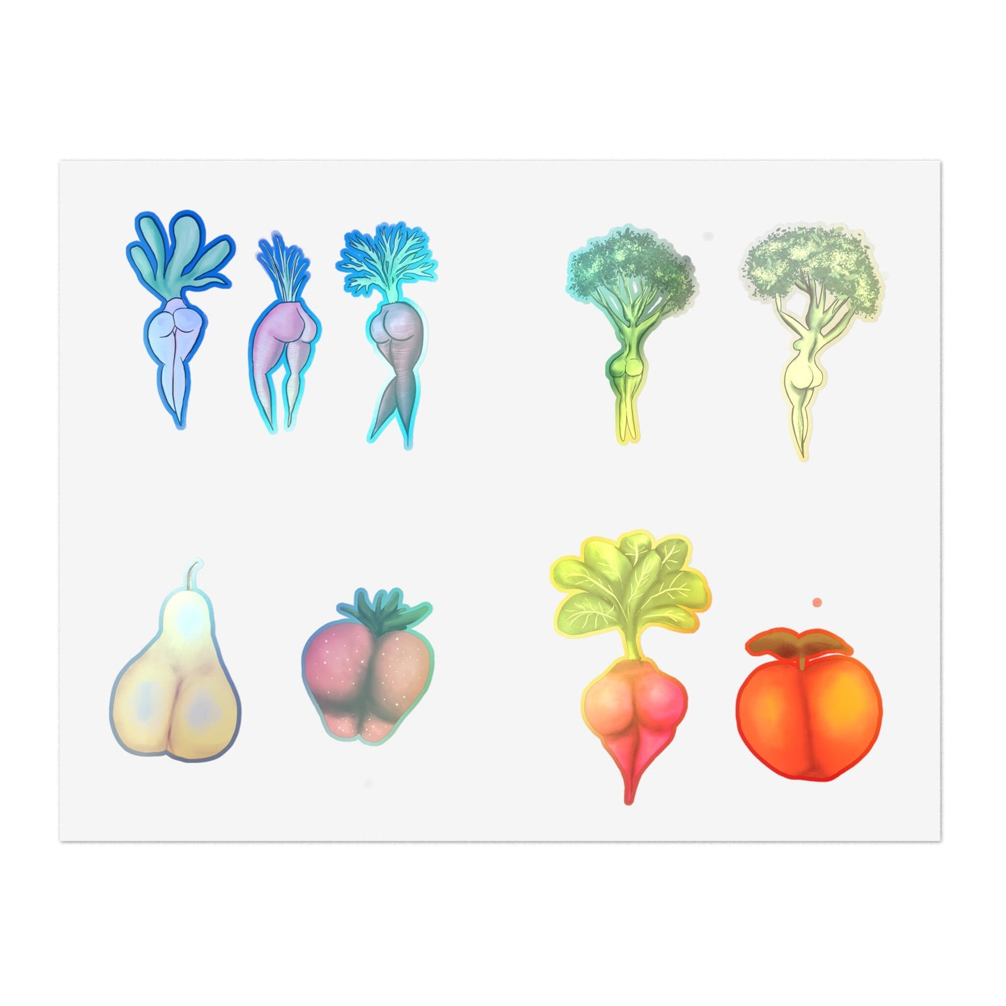 Cute Funny Sexy Vegetable, Sexy Fruit Booty, Sexy Anime Booty Ass Sticker Cute Funny Sticker Booty Die Cut Sticker Sheets