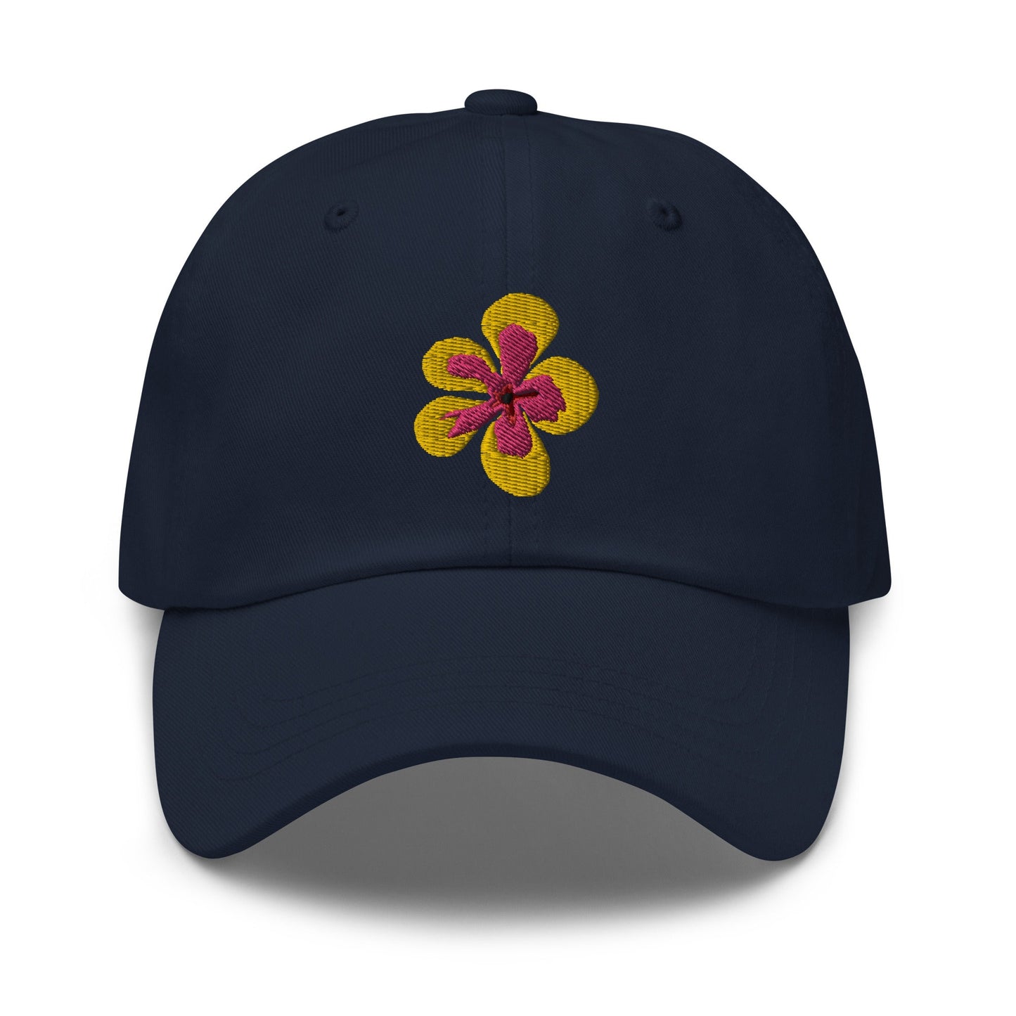 Cute flower Summer hat, Pretty embroidered Flower summer hat, yellow pink flower, dad hat embroidered floral