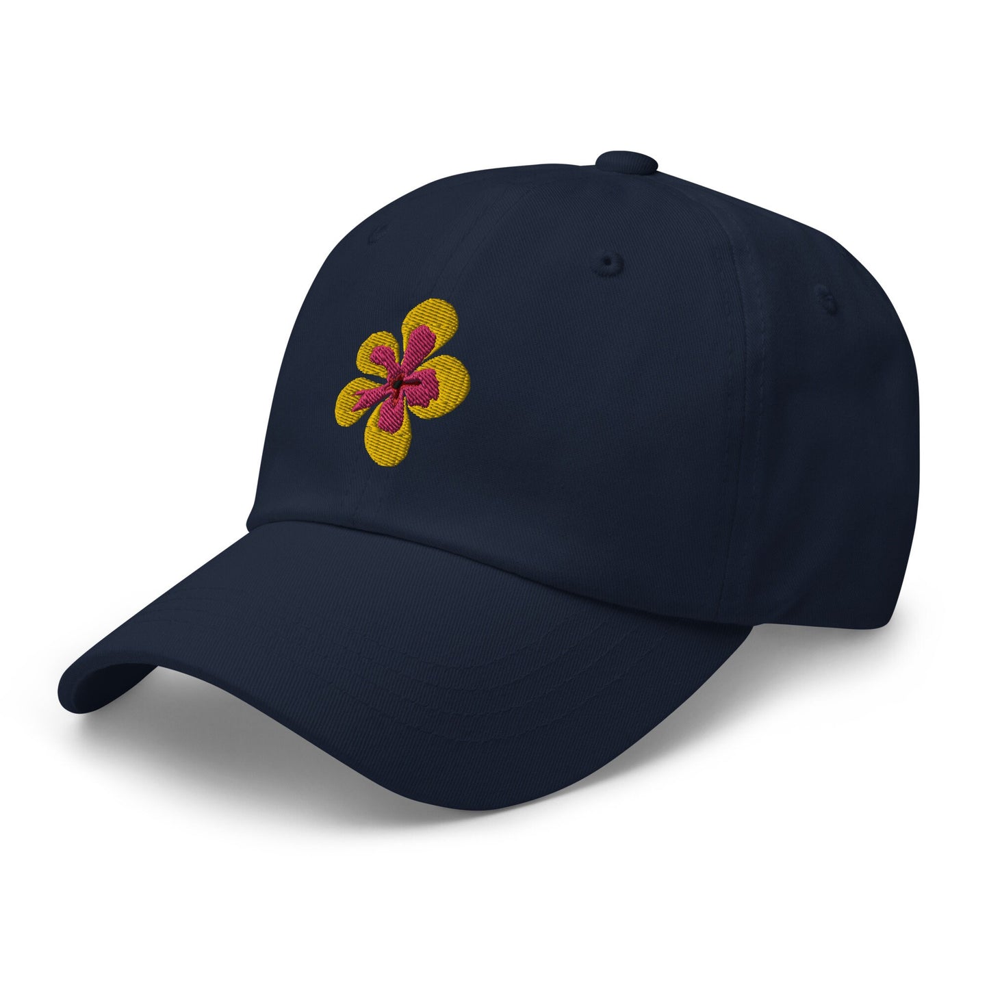 Cute flower Summer hat, Pretty embroidered Flower summer hat, yellow pink flower, dad hat embroidered floral