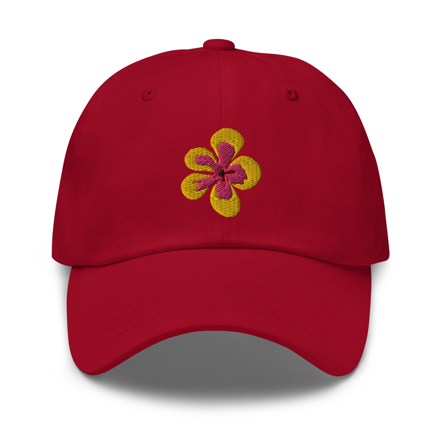 Cute flower Summer hat, Pretty embroidered Flower summer hat, yellow pink flower, dad hat embroidered floral