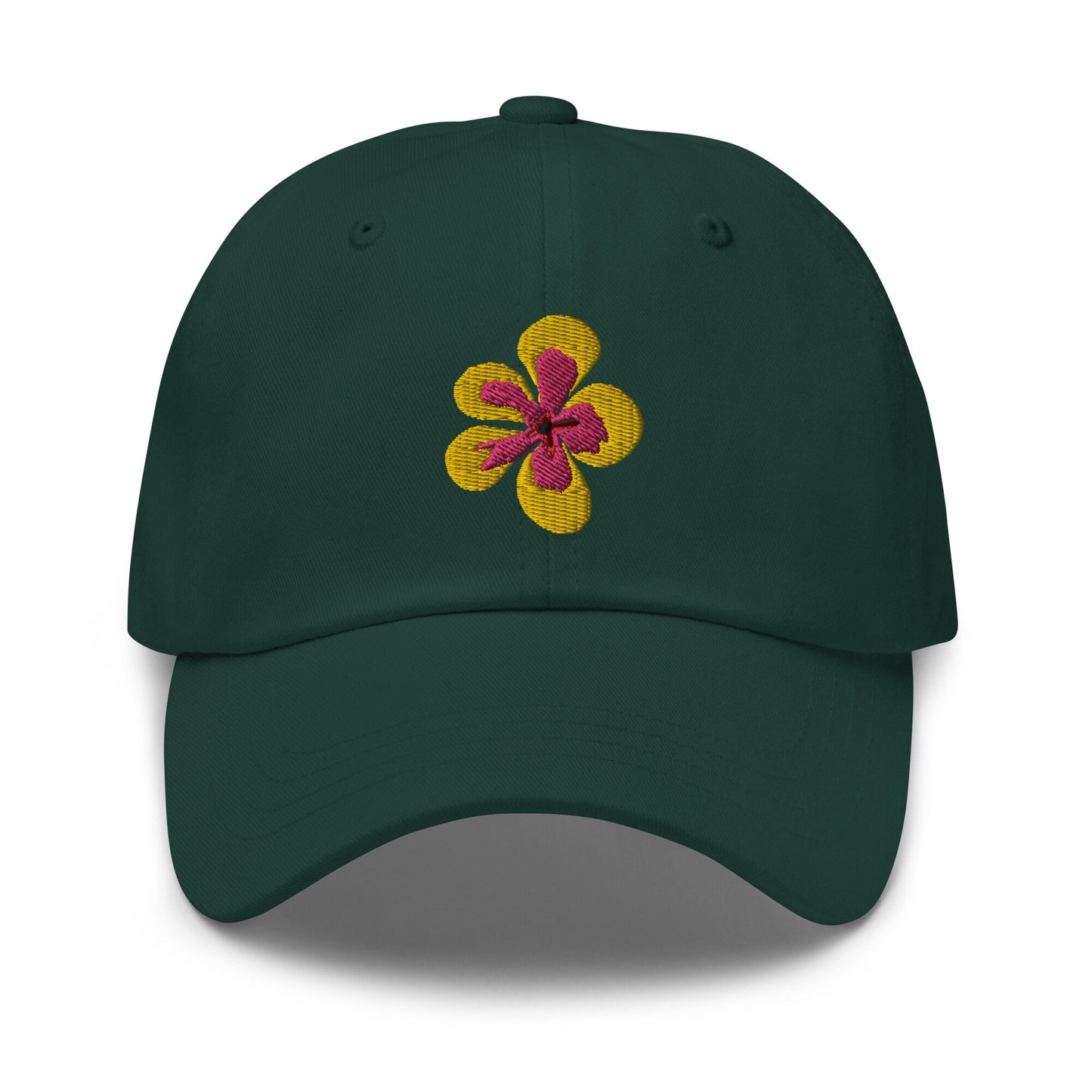 Cute flower Summer hat, Pretty embroidered Flower summer hat, yellow pink flower, dad hat embroidered floral