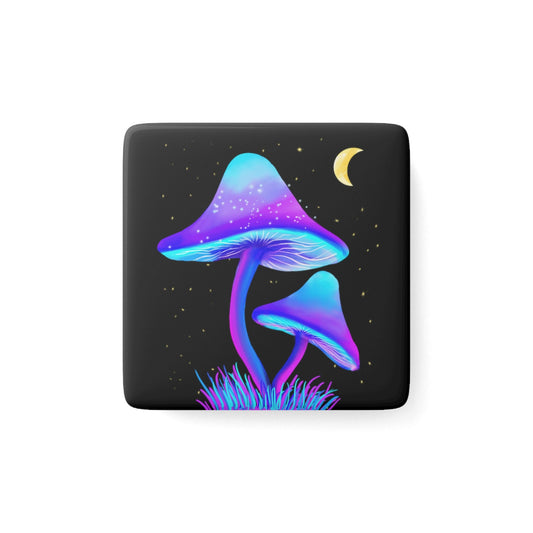 Porcelain Trippy Mushroom Magnet, Square