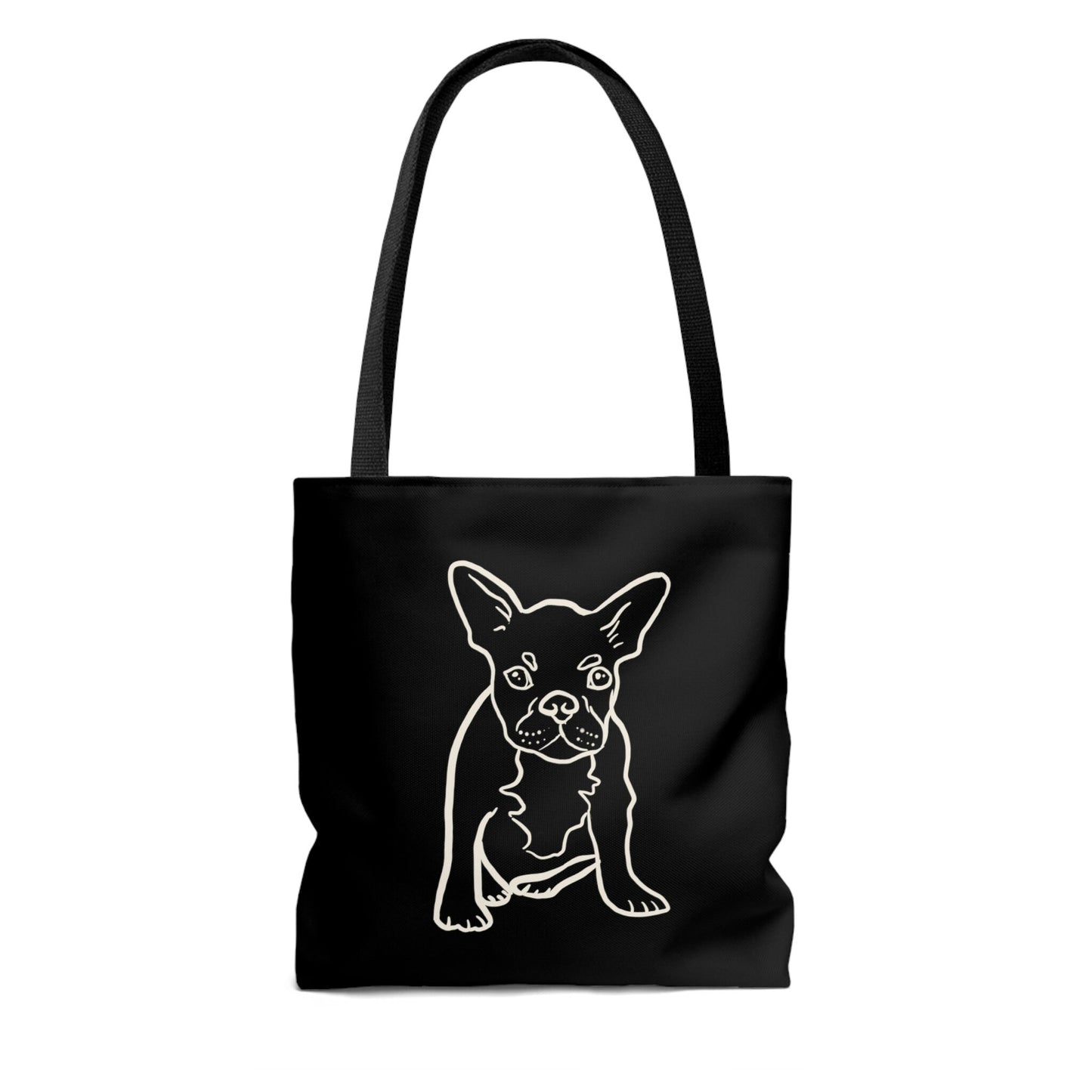 French Bulldog Cute White outline Tote Bag, Cute French Bulldog Art Tote Bag